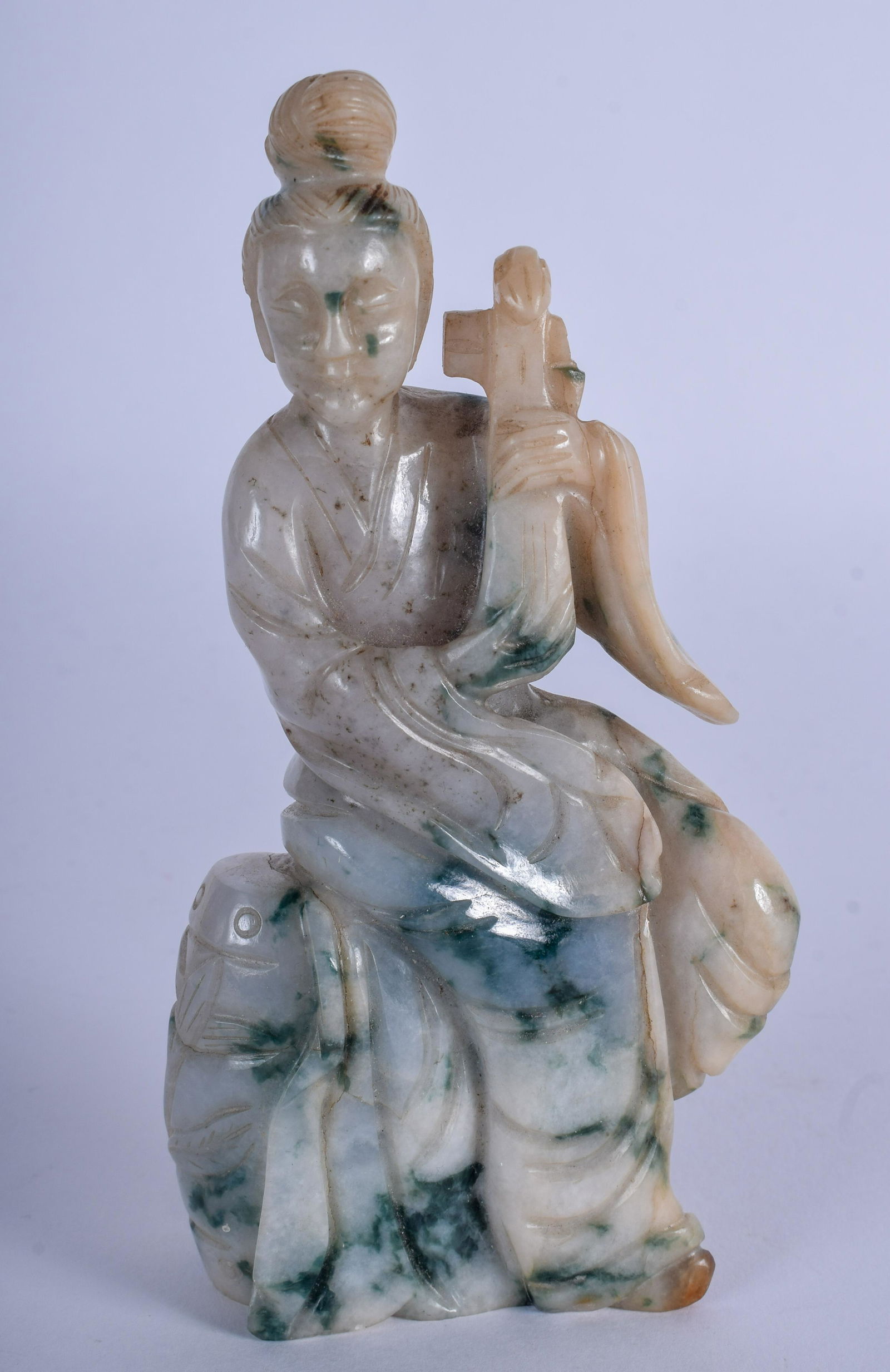 AN EARLY 20TH CENTURY CHINESE JADEITE GUANYIN. 13 cm x (1 of 3)