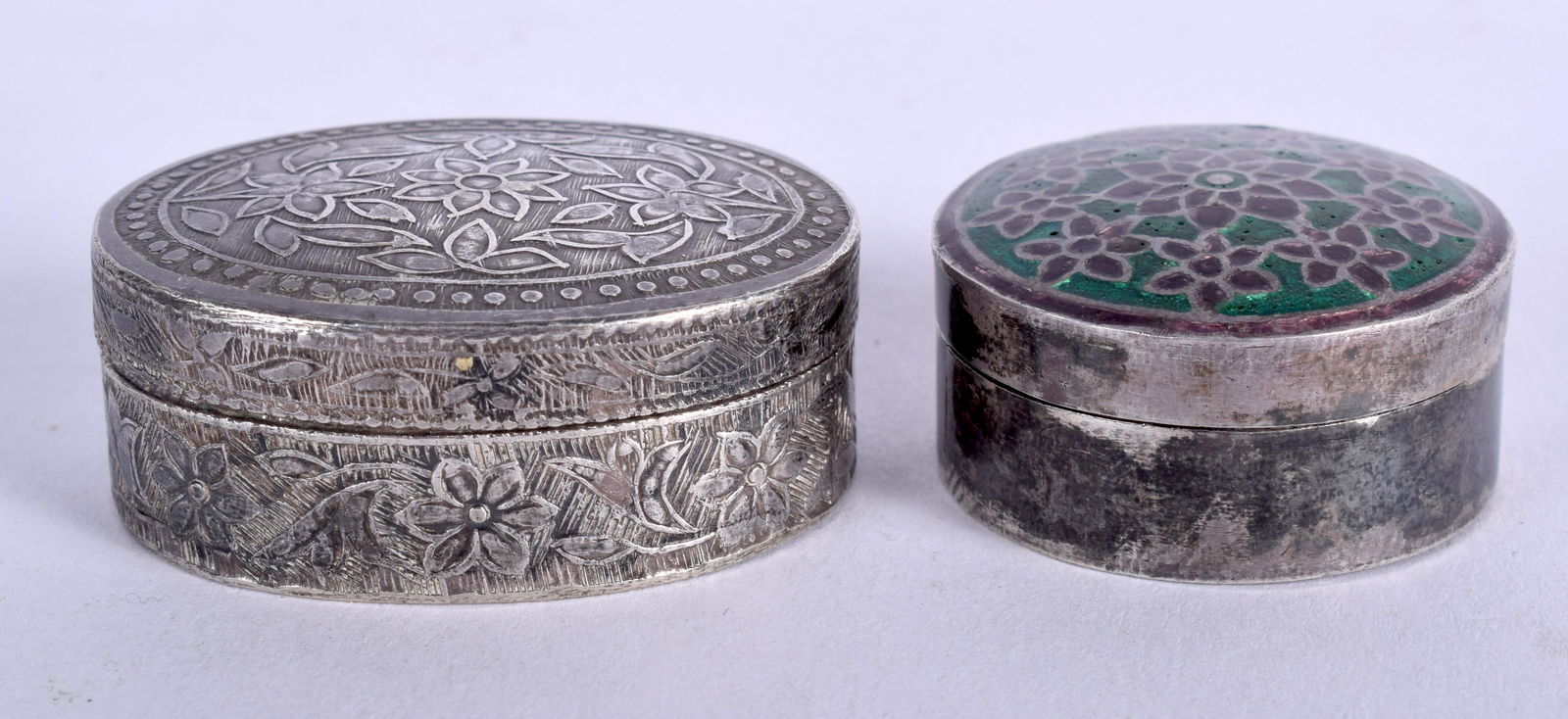 TWO SILVER BOXES. (2) (1 of 3)