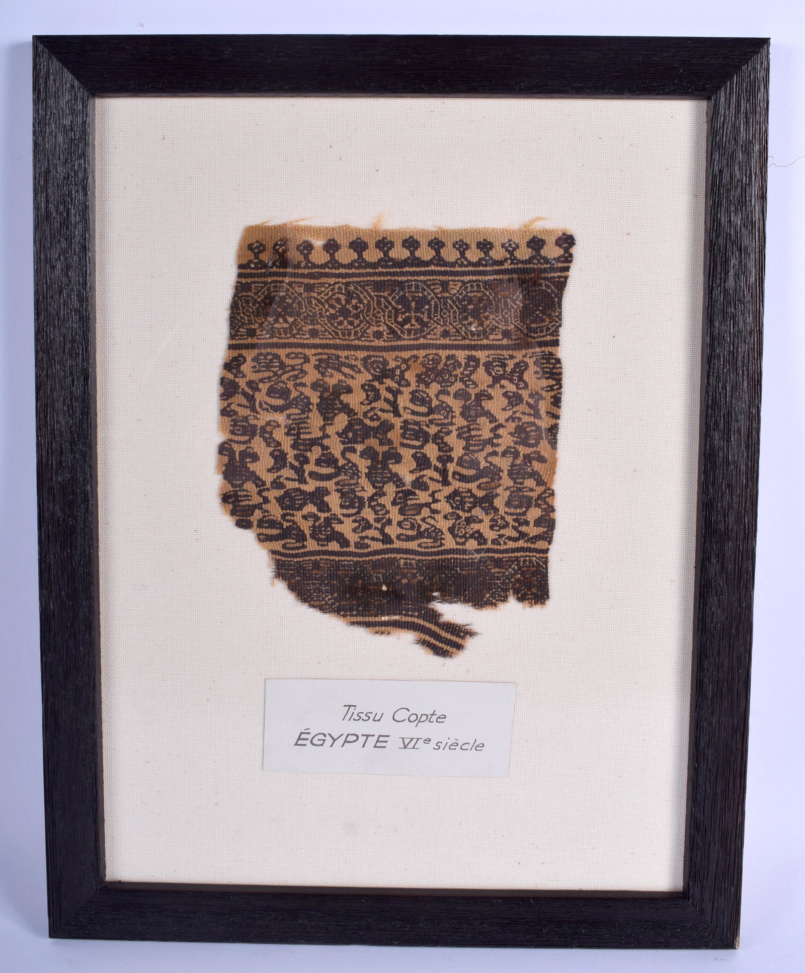 AN EARLY EGYPTIAN COPTIC TEXTILE FRAGMENT. Fragment 12: AN EARLY EGYPTIAN COPTIC TEXTILE FRAGMENT. Fragment 12 cm x 15 cm.
