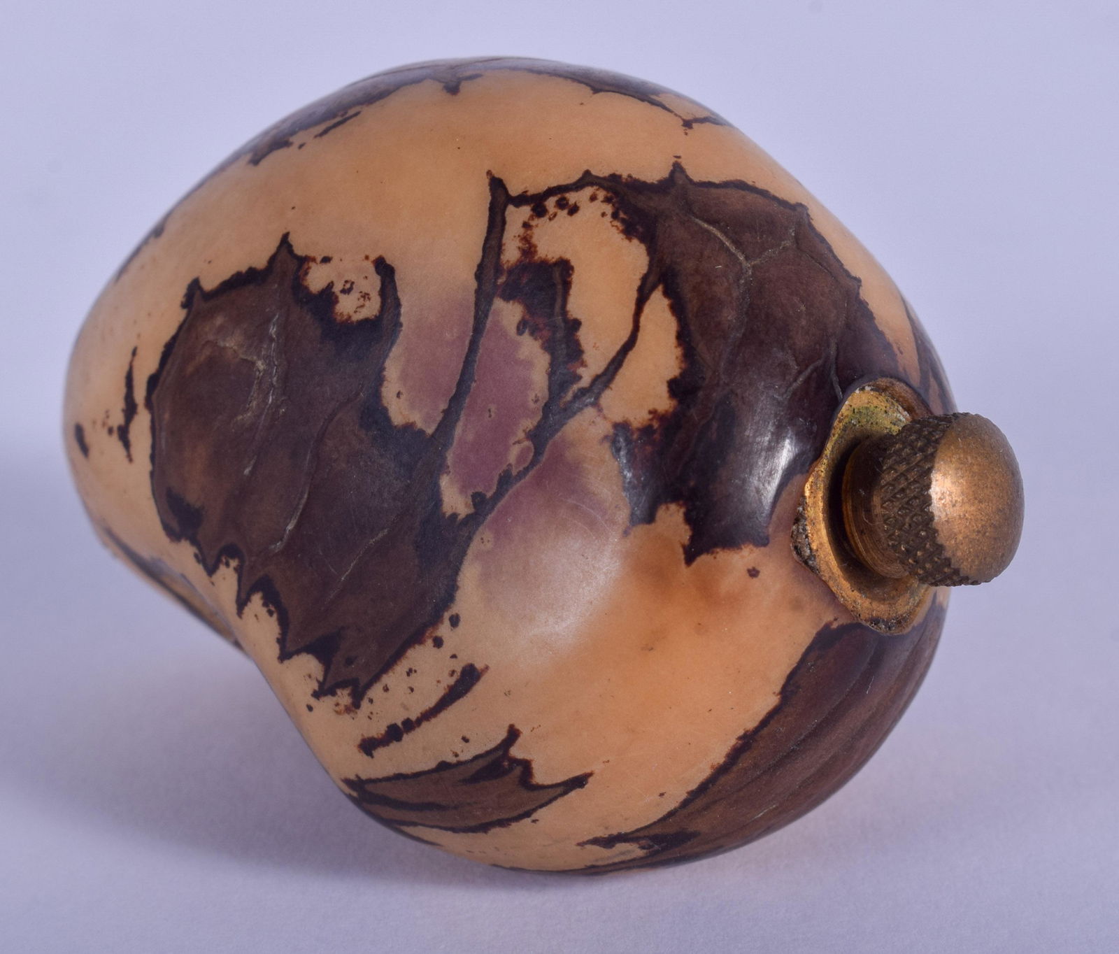 A RARE ANTIQUE CARVED NUT SCENT BOTTLE. 5.5 cm x 3.75 (1 of 3)