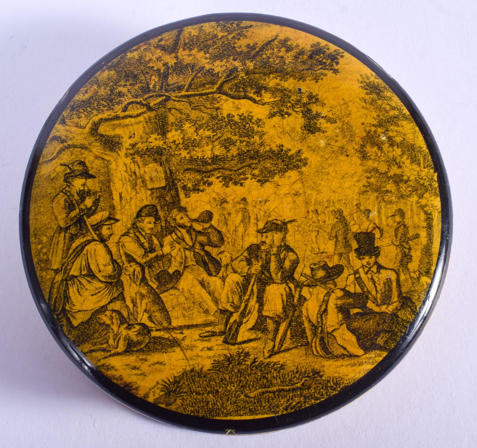 A RARE EARLY 19TH CENTURY YELLOW PAPIER MACHE LACQUERED (1 of 5)