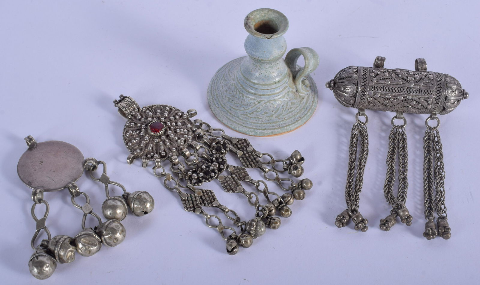 A STUDIO POTTERY CHAMBERSTICK and Middle Eastern (1 of 2)