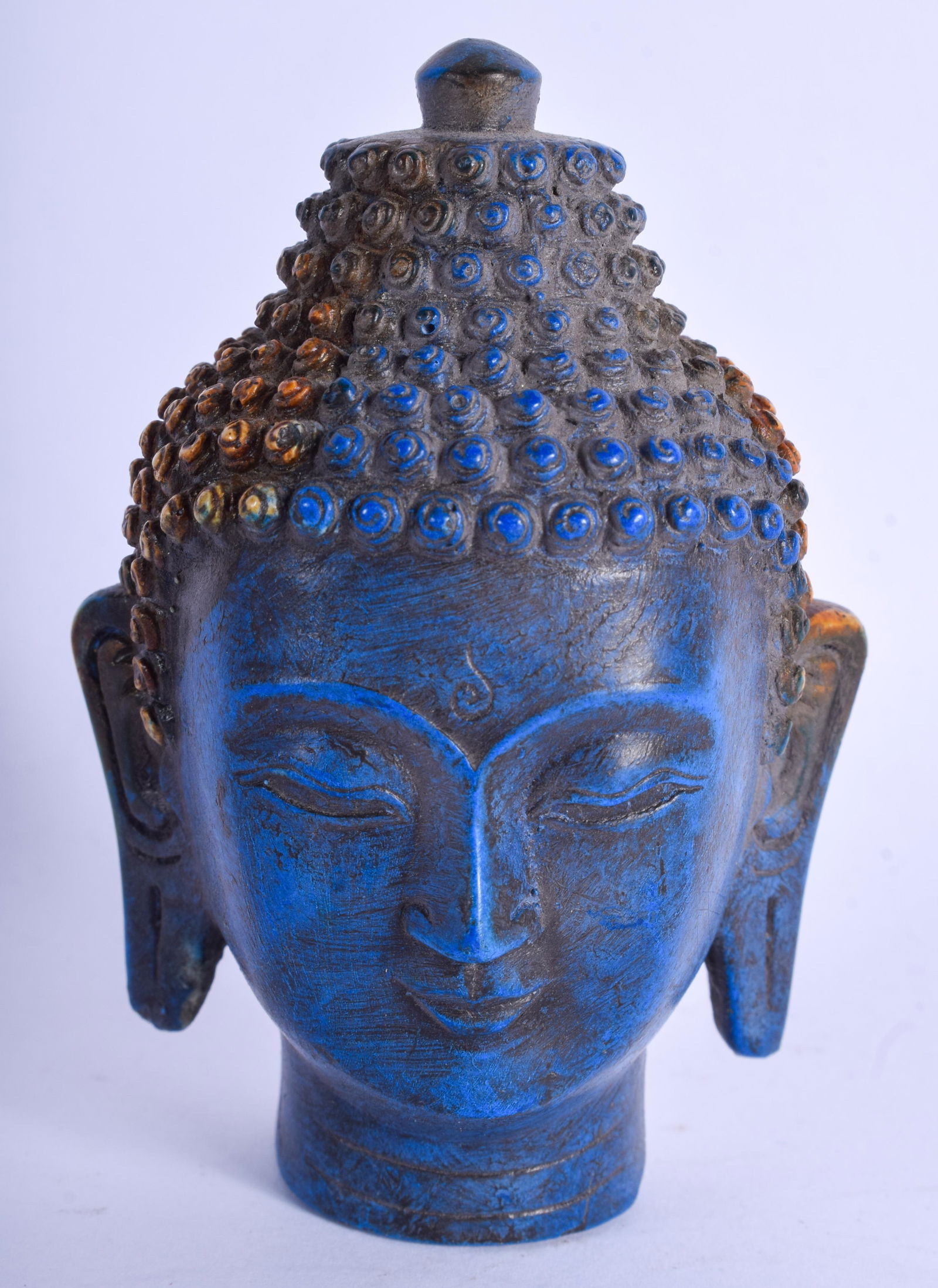 A CHINESE LAPIS LAZULI TYPE BUDDHA. 8.75 cm high. (1 of 3)