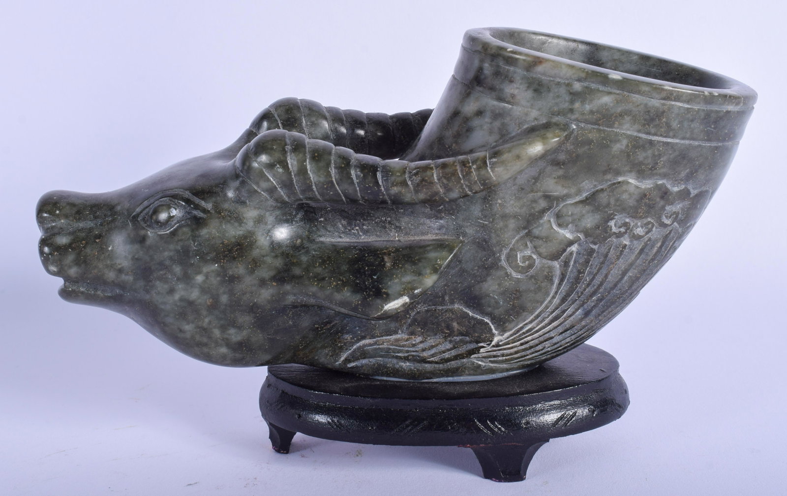 A CHINESE REPUBLICAN PERIOD JADEITE LIBATION CUP. 19 cm: A CHINESE REPUBLICAN PERIOD JADEITE LIBATION CUP. 19 cm x 10 cm.