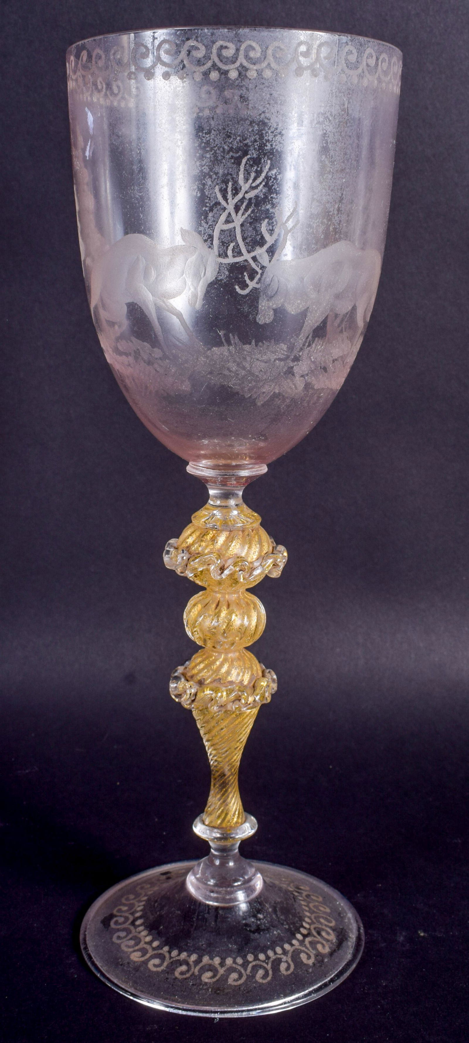 A LARGE VENETIAN GLASS. 25 cm high. (1 of 2)
