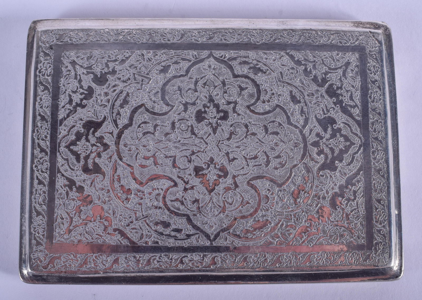 A MIDDLE EASTERN SILVER CIGARETTE CASE. 5.3 oz. 8 cm x (1 of 3)