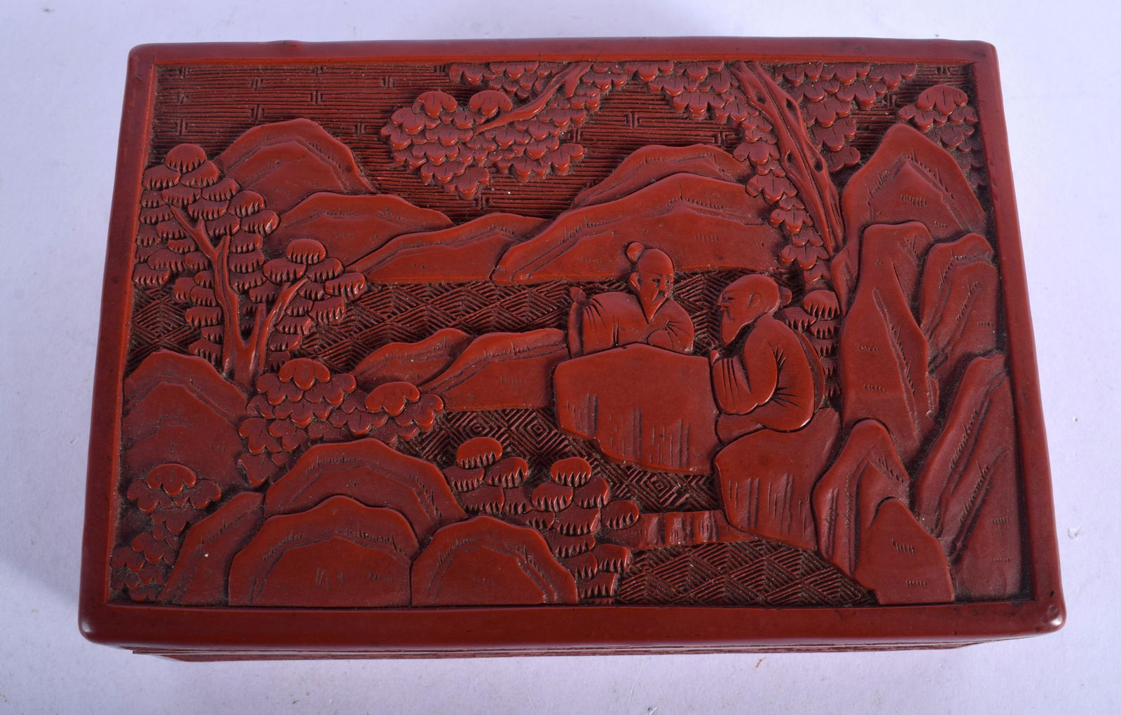A 19TH CENTURY CHINESE CARVED CINNABAR LACQUER BOX AND (1 of 4)