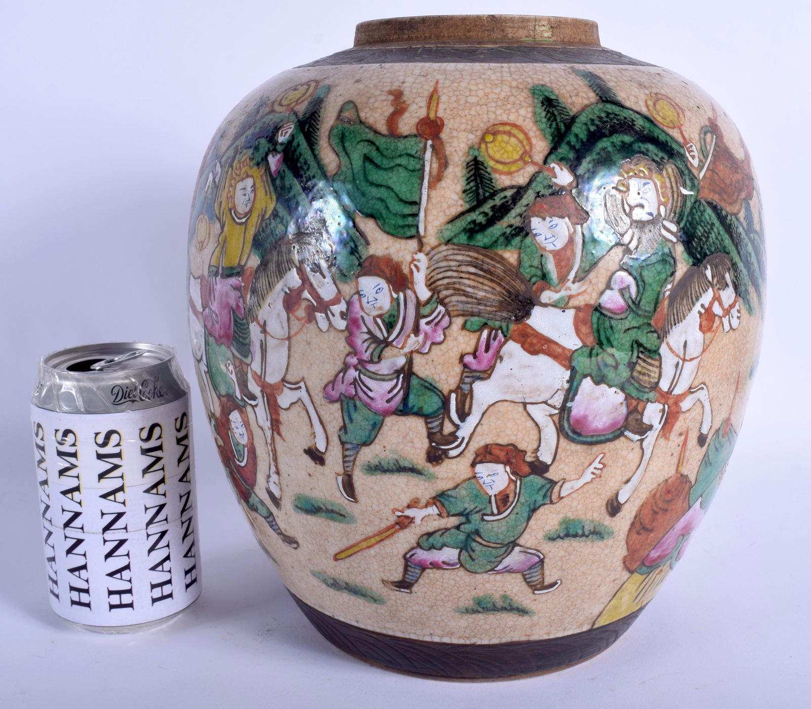 A LARGE 19TH CENTURY CHINESE FAMILLE VERTE CRACKLE (1 of 5)