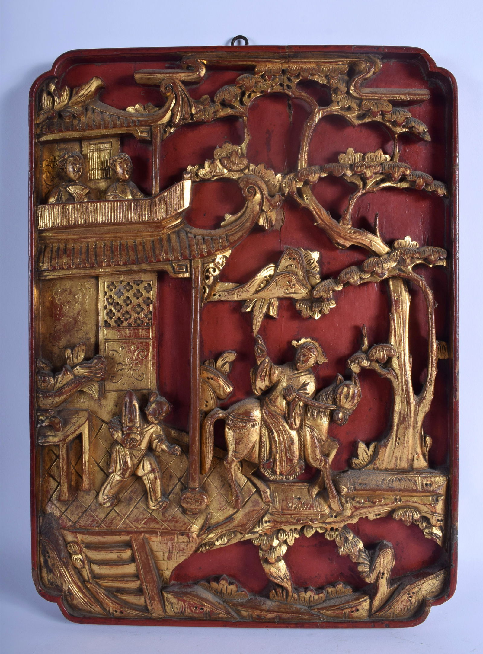 A LARGE 19TH CENTURY CHINESE CARVED AND LACQUERED (1 of 5)