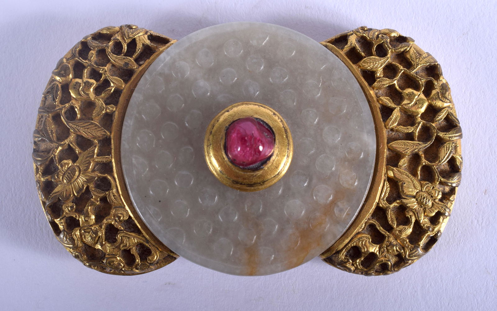 A RARE 18TH CENTURY CHINESE TIBETAN JADE AND GILT (1 of 2)