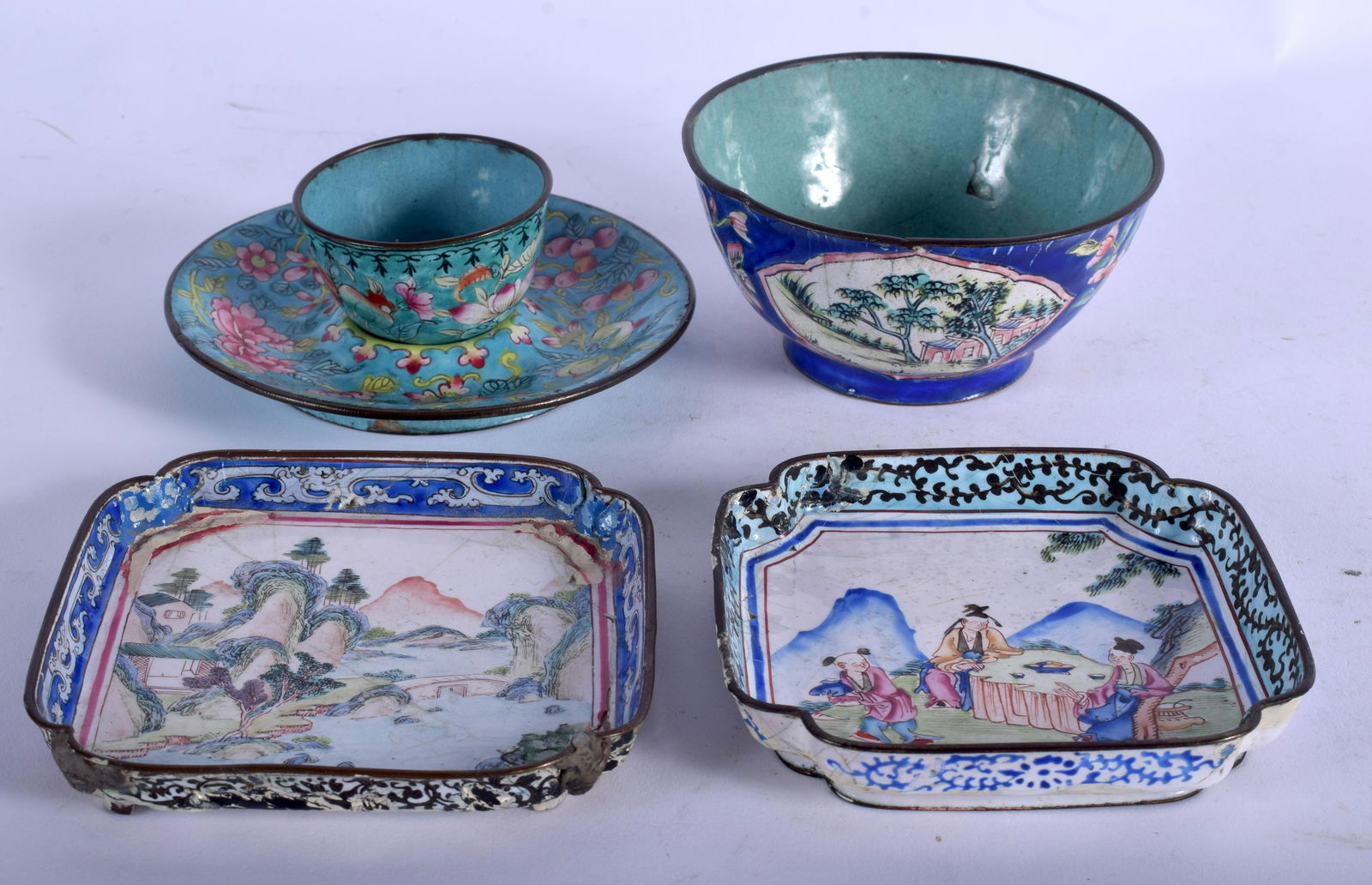 A PAIR OF 18TH CENTURY CHINESE CANTON ENAMEL SQUARE (1 of 2)