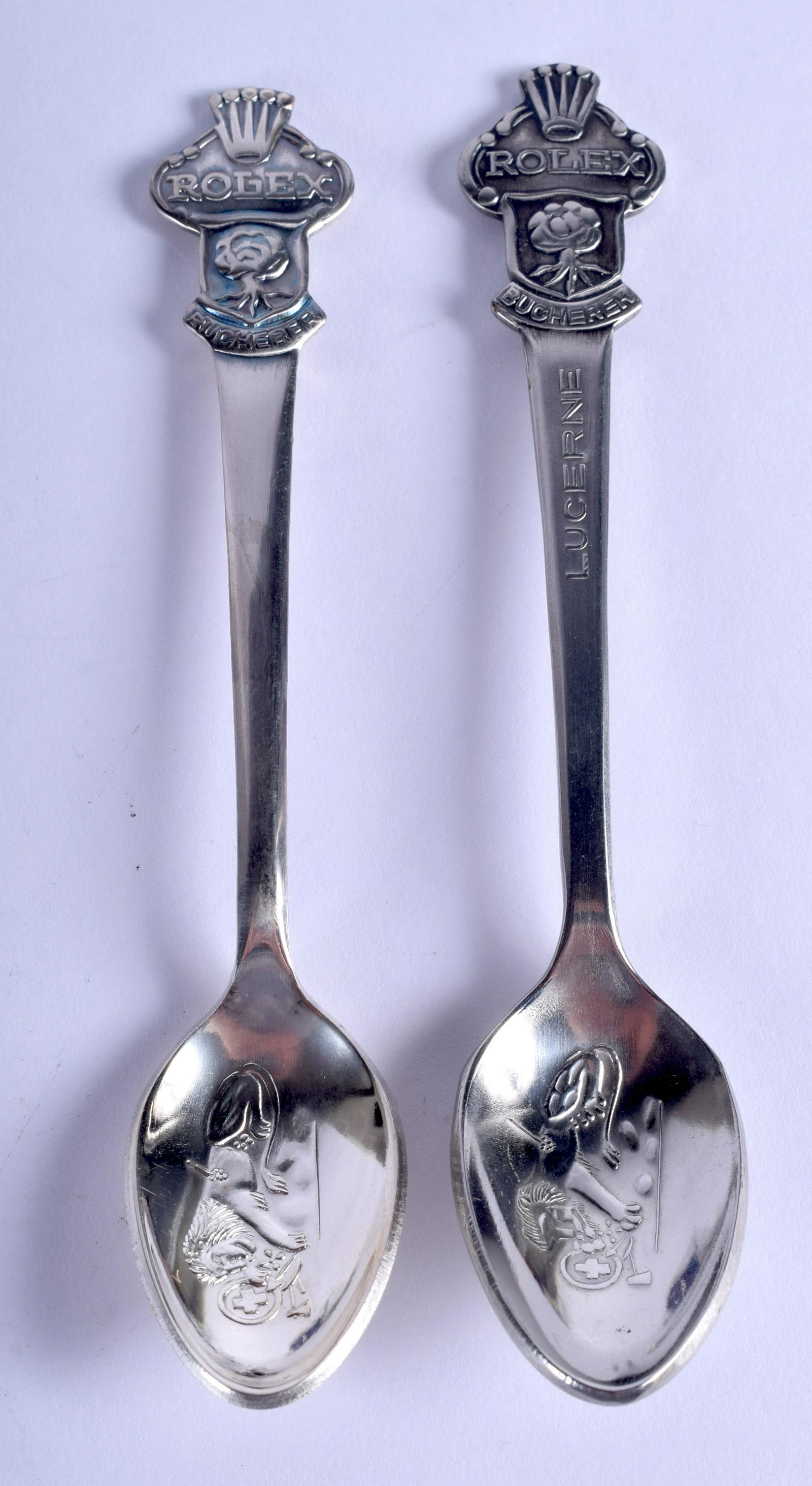 TWO ROLEX SPOONS. (2): TWO ROLEX SPOONS. (2)