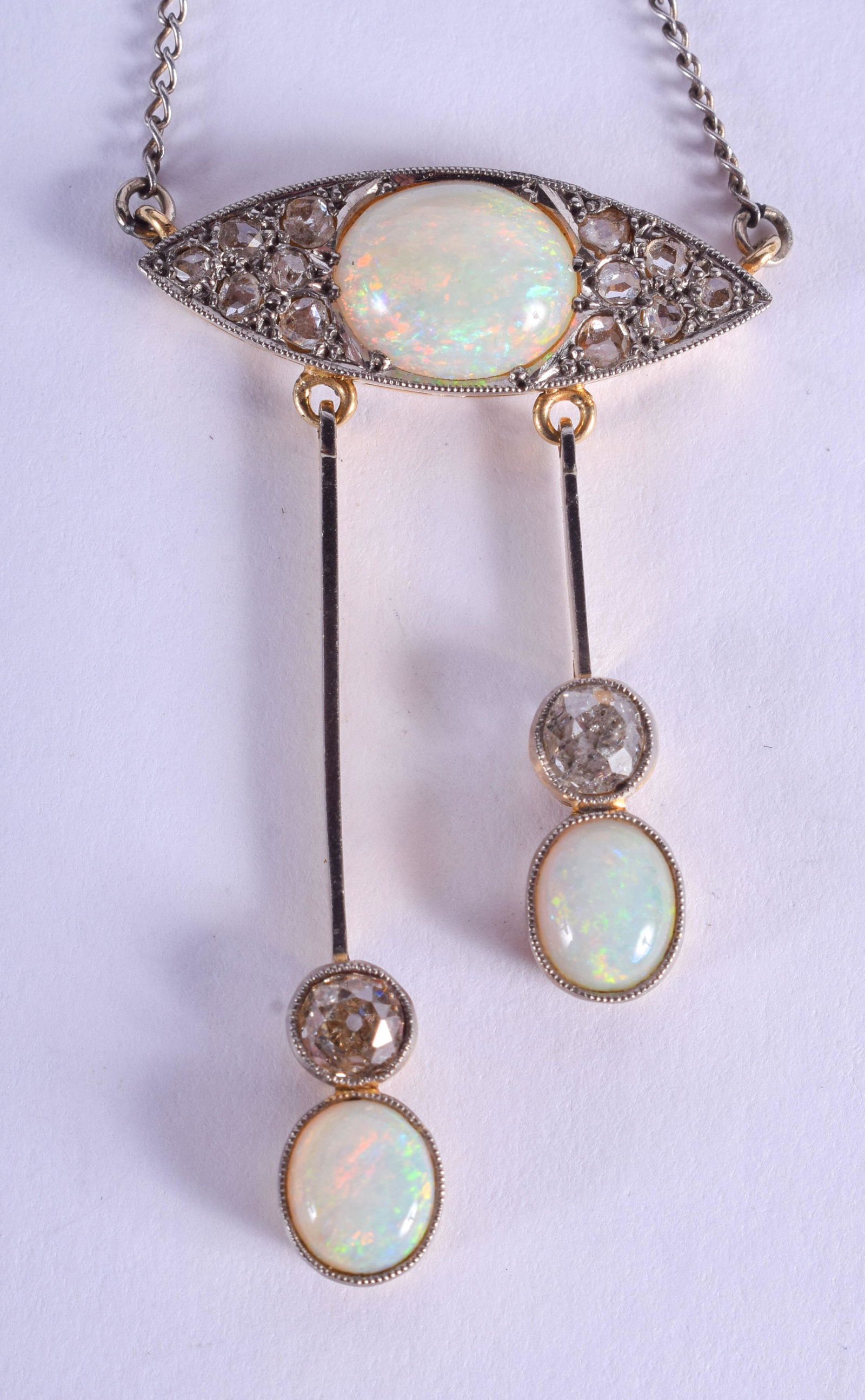 AN EDWARDIAN NEO CLASSICAL WHITE METAL GEM SET OPAL (1 of 2)