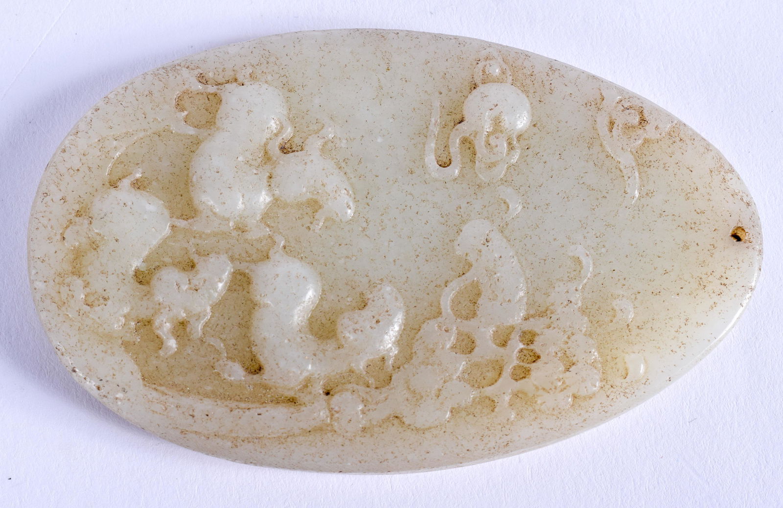 A CHINESE HARDSTONE TABLET. 5 cm x 8 cm.: A CHINESE HARDSTONE TABLET. 5 cm x 8 cm.
