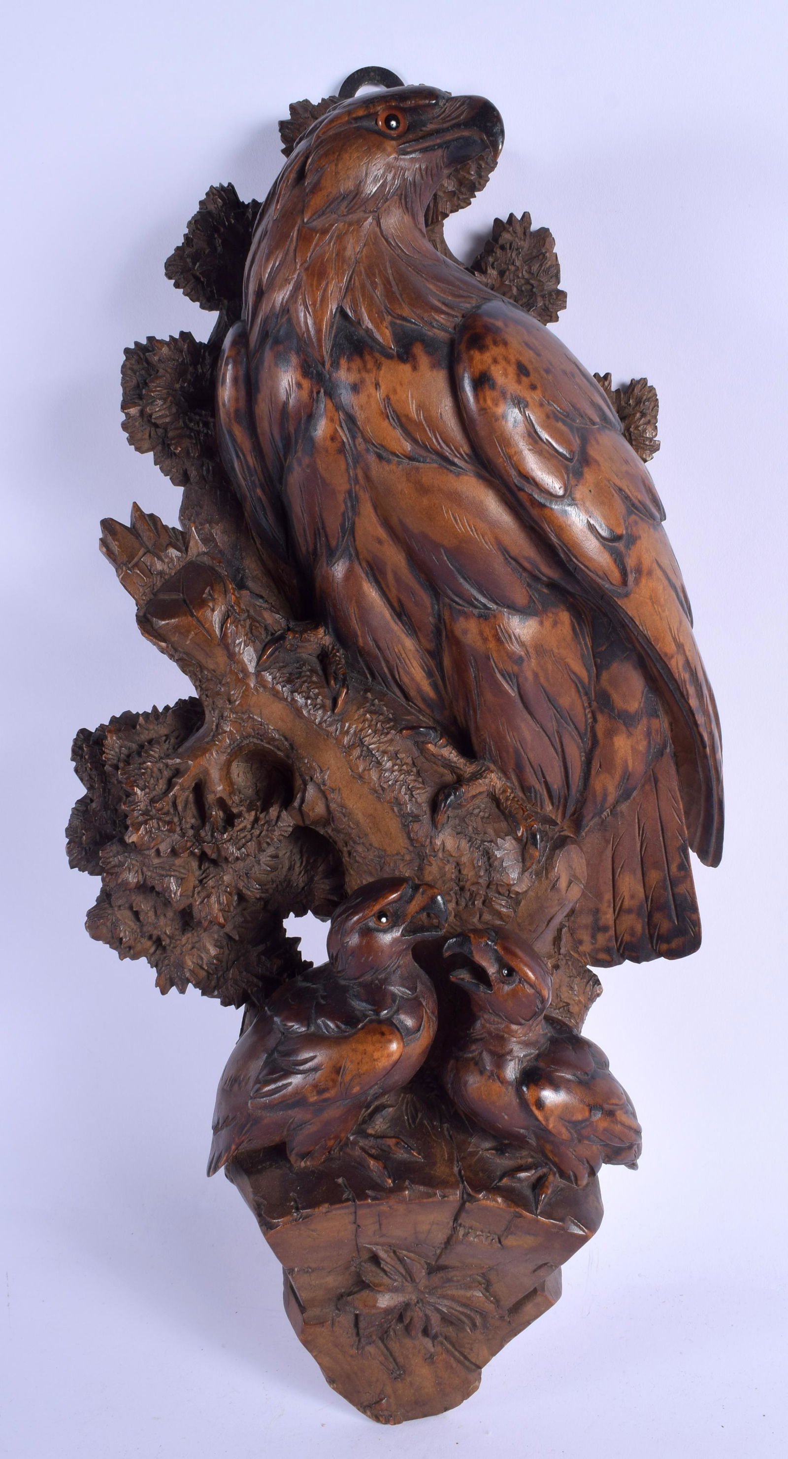 A 19TH CENTURY BAVARIAN BLACK FOREST CARVED WOOD EAGLE (1 of 2)