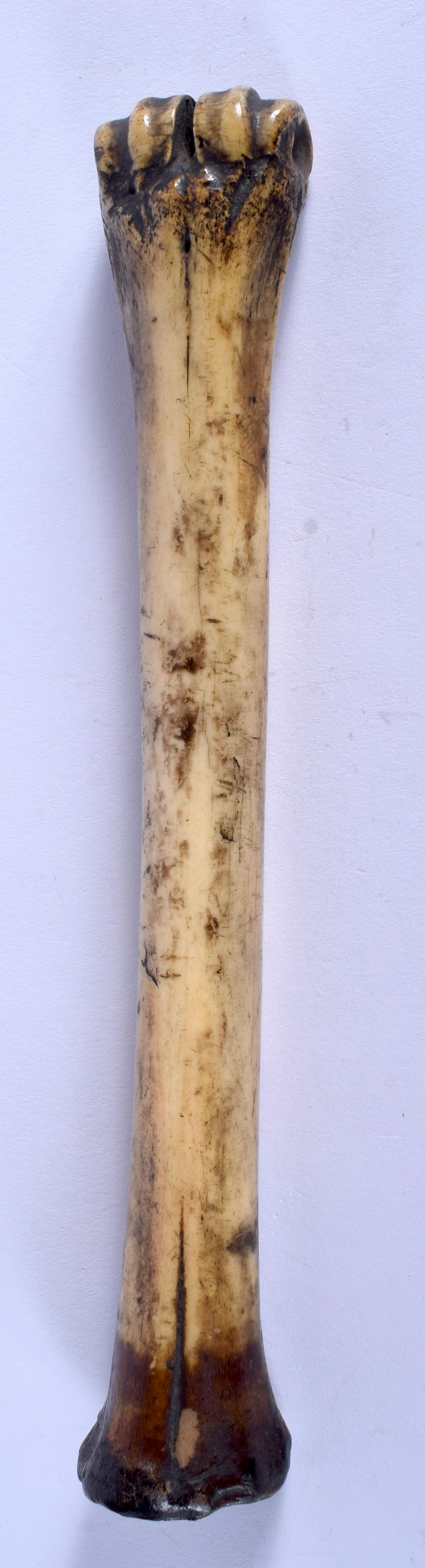 AN EARLY CONTINENTAL CARVED BONE PESTLE. 19 cm long.: AN EARLY CONTINENTAL CARVED BONE PESTLE. 19 cm long.