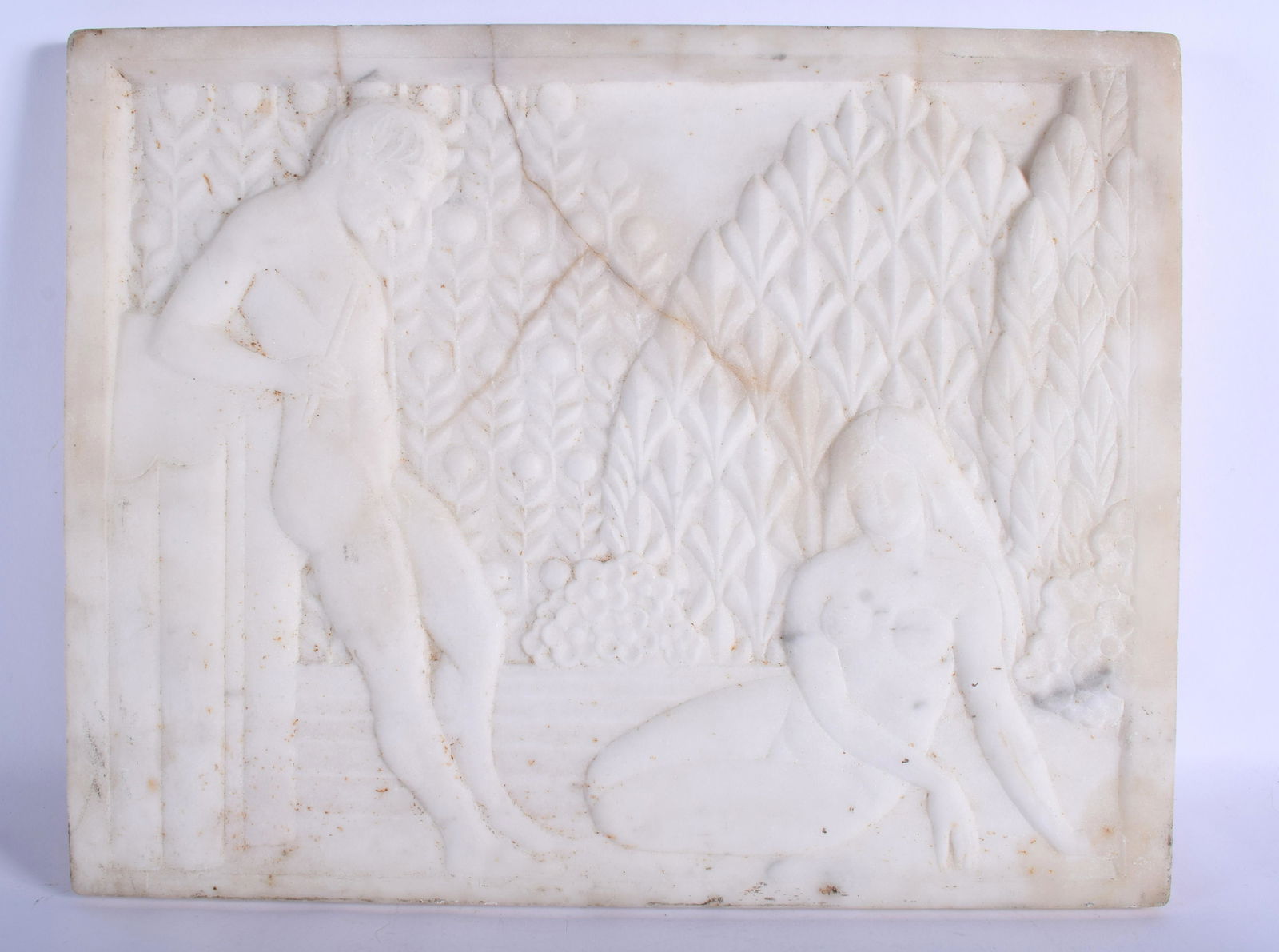 A LOVELY 1930S CARVED MARBLE ART DECO RECTANGULAR PANEL (1 of 1)
