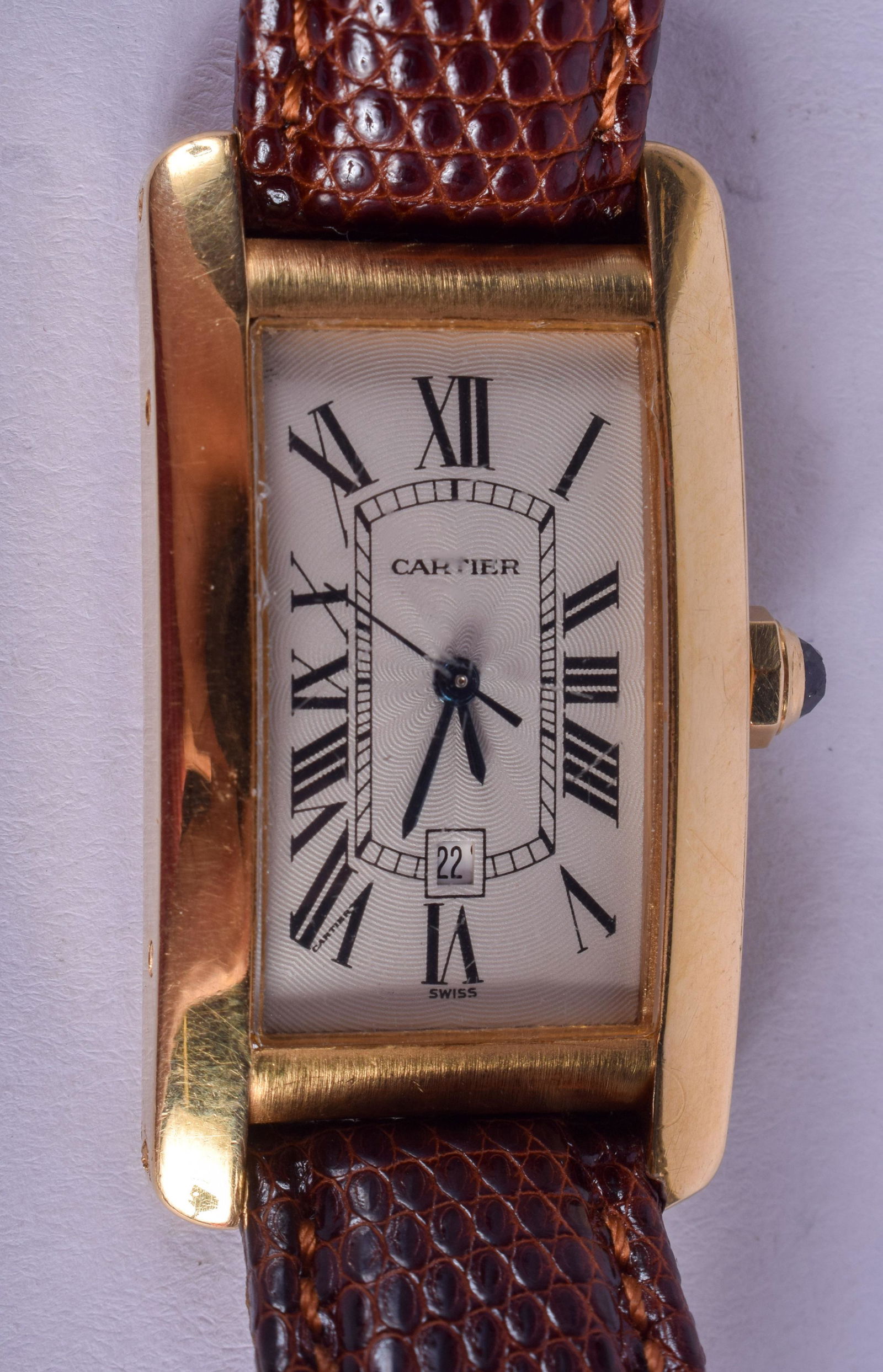 AN 18CT GOLD CARTIER GENTLEMANS WRISTWATCH with 18ct (1 of 2)