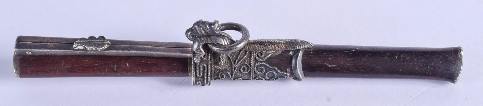 A RARE 19TH CENTURY CHINESE MINIATURE CARVED WOOD AND (1 of 3)