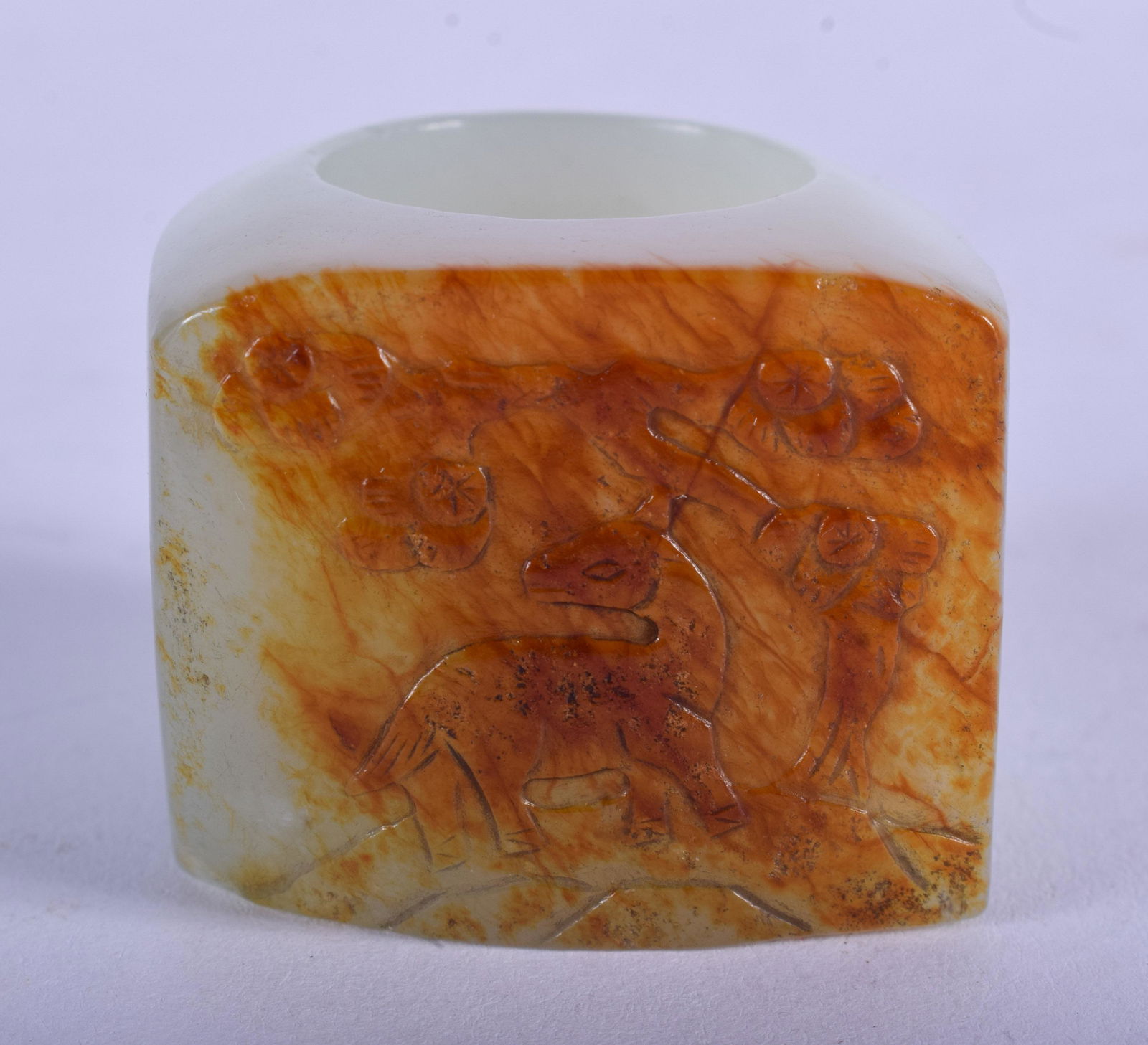 AN EARLY 20TH CENTURY CHINESE CARVED GREEN JADE ARCHERS (1 of 2)