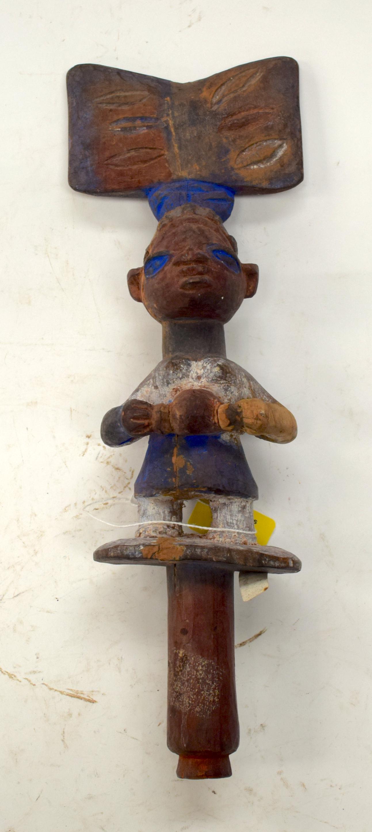 A TRIBAL YORUBA SHANGO STAFF. Nigeria.  7cm x 9cm (1 of 3)