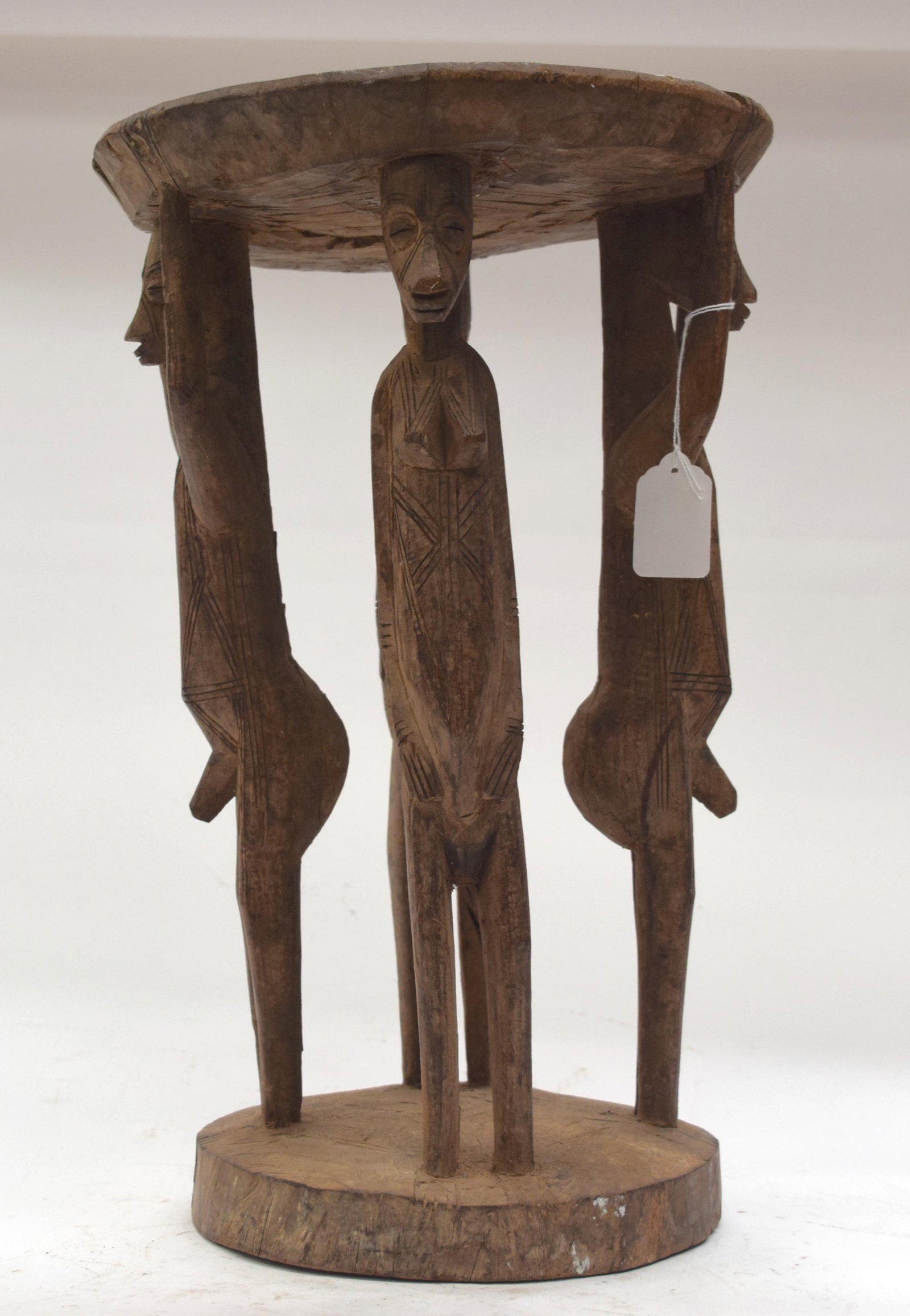 A TRIBAL SENOFU STOOL. bone Coast. 26cm x 28cm: A TRIBAL SENOFU STOOL. bone Coast. 26cm x 28cm x 44cm