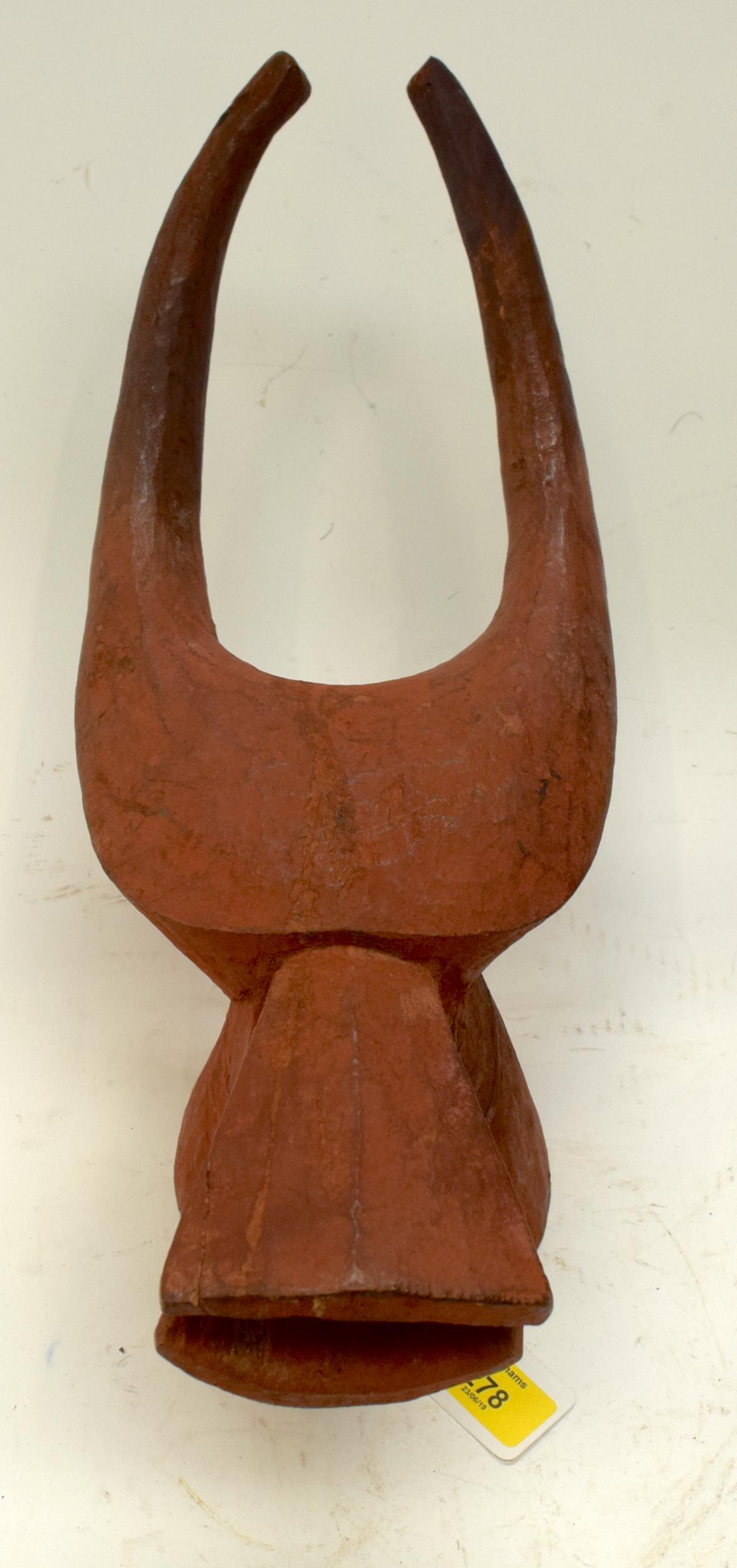 A TRIBAL CHAMBA MASK.  Nigeria.  16cm x 21cm x 44 (1 of 3)
