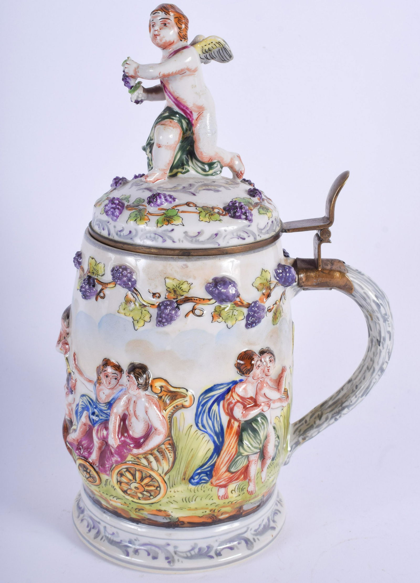 AN ITALIAN CAPO DI MONTE NAPLES PORCELAIN TANKARD (1 of 4)