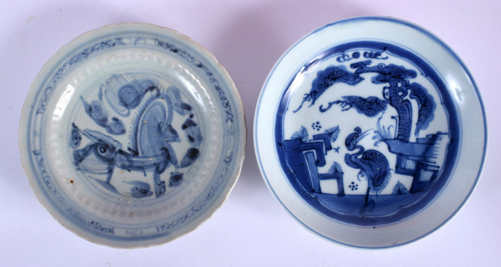 TWO 18TH/19TH CENTURY BLUE AND WHITE DISHES possibly: TWO 18TH/19TH CENTURY BLUE AND WHITE DISHES possibly Vietnamese. 18 cm wide. (2)