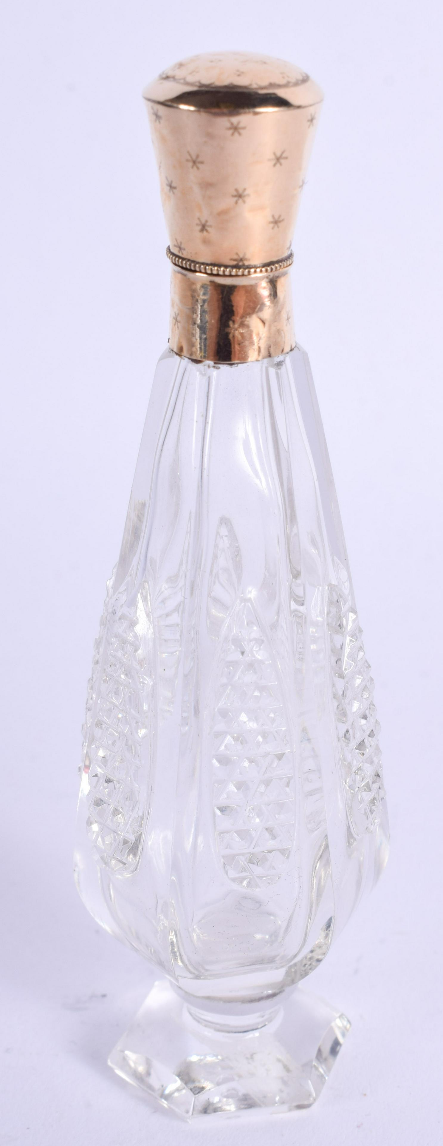 AN ANTIQUE 18CT GOLD FRENCH CRYSTAL SCENT BOTTLE. 9.5 (1 of 3)