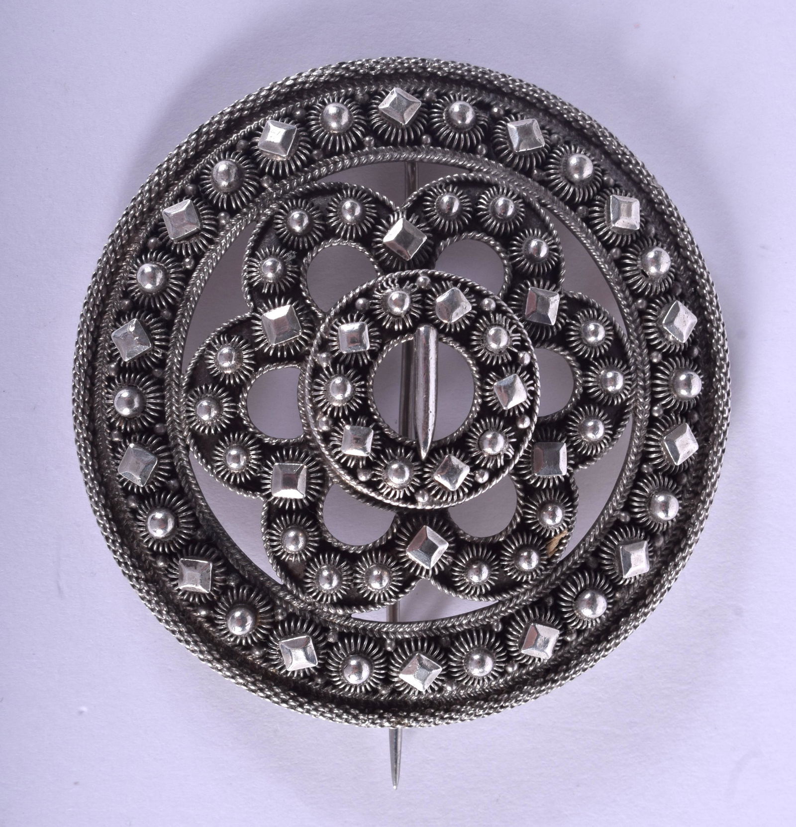 silver plaid brooch