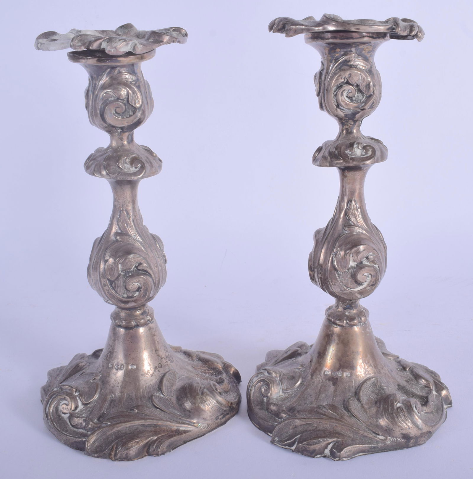 A PAIR OF ANTIQUE SWEDISH SILVER CANDLESTICKS. 22.6 oz (1 of 3)