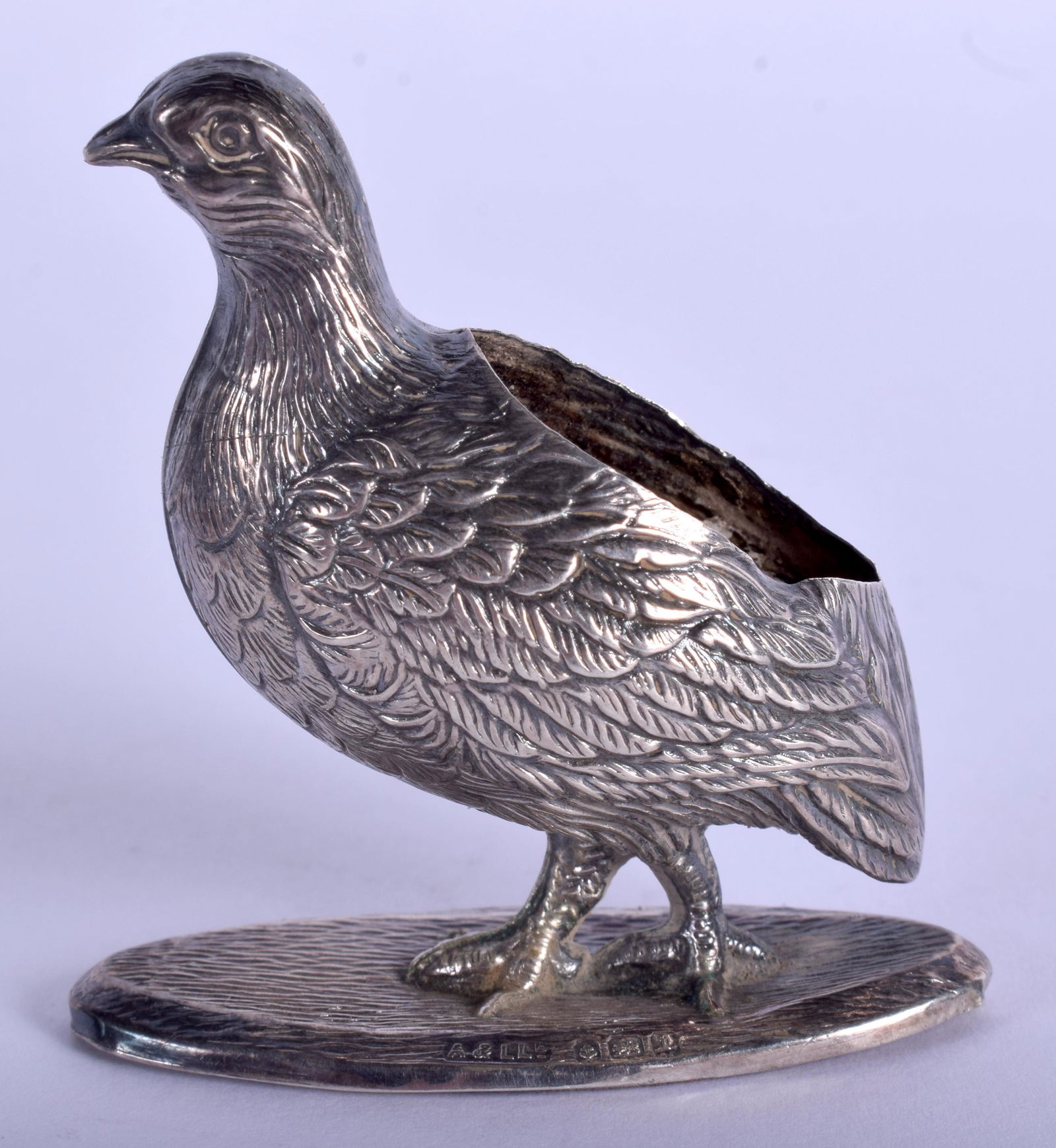 AN ANTIQUE ENGLISH SILVER BIRD PIN CUSHION. 5.5 cm x (1 of 3)
