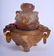 A 19TH CENTURY CHINESE CARVED AGATE CENSER AND COVER