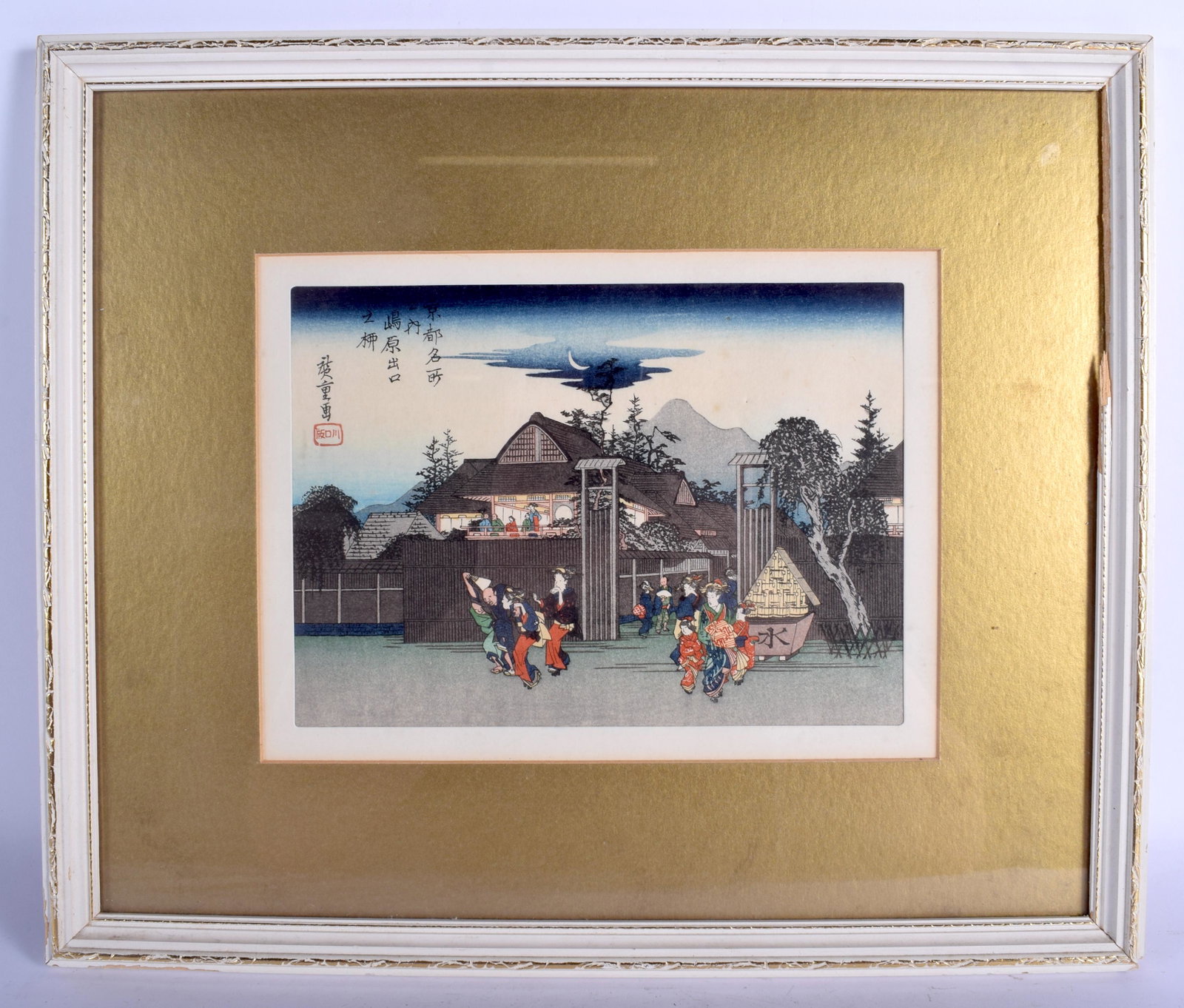 A 19TH CENTURY JAPANESE MEIJI PERIOD WOODBLOCK PRINT: A 19TH CENTURY JAPANESE MEIJI PERIOD WOODBLOCK PRINT together with a Chinese inkwork. Largest 24 cm x 14 cm. (2)
