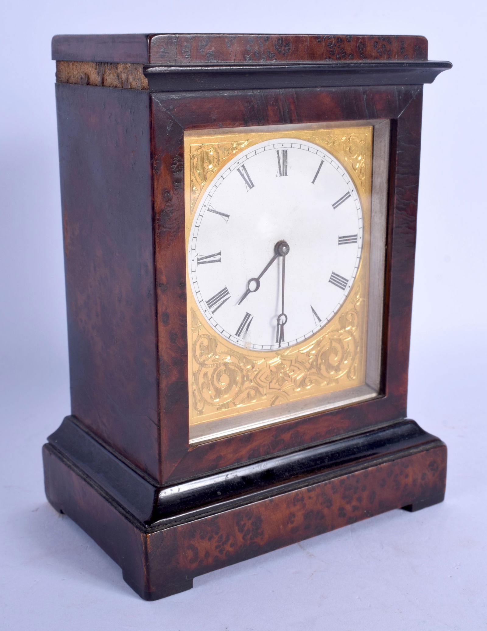 A MID 19TH CENTURY ENGLISH WALNUT MANTEL CLOCK by: A MID 19TH CENTURY ENGLISH WALNUT MANTEL CLOCK by William Payne of London, 163 New Bond Street, London. 17 cm x 12 cm.