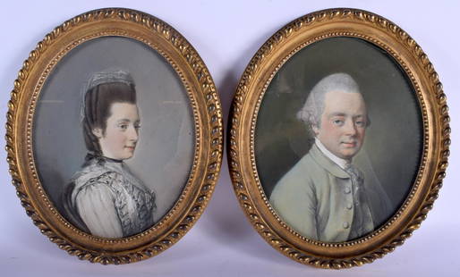 Hugh Douglas Hamilton (Dublin 1740-1808) Pastels, Pair: Hugh Douglas Hamilton (Dublin 1740-1808) Pastels, Pair of portraits, Male and Female. Image 24 cm x 19 cm. Note: See a single very similar portrait sold by Bonhams, 25th April 2018, Lot 285.