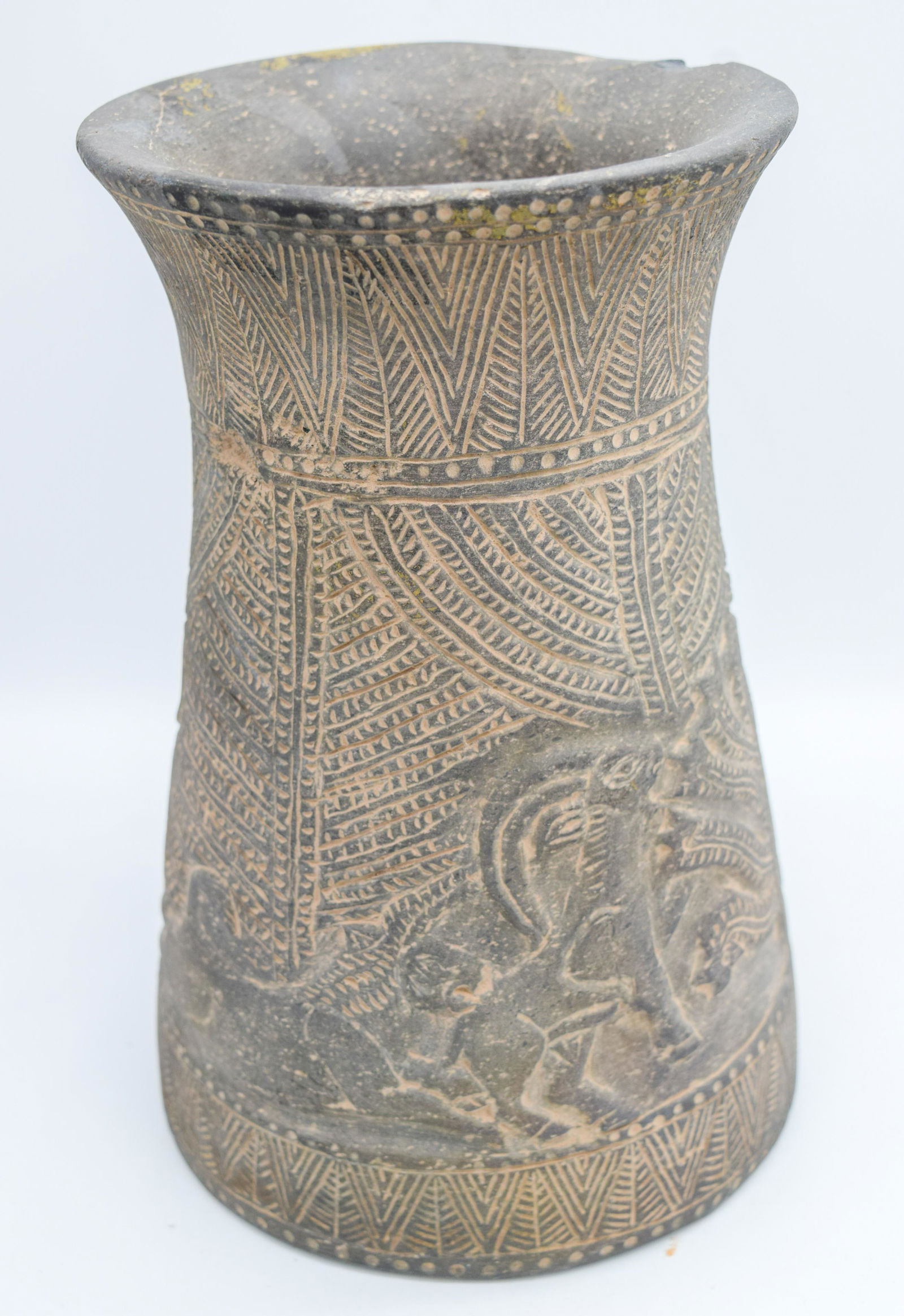 A Middle Eastern Stone Vase carved with animals and (1 of 4)