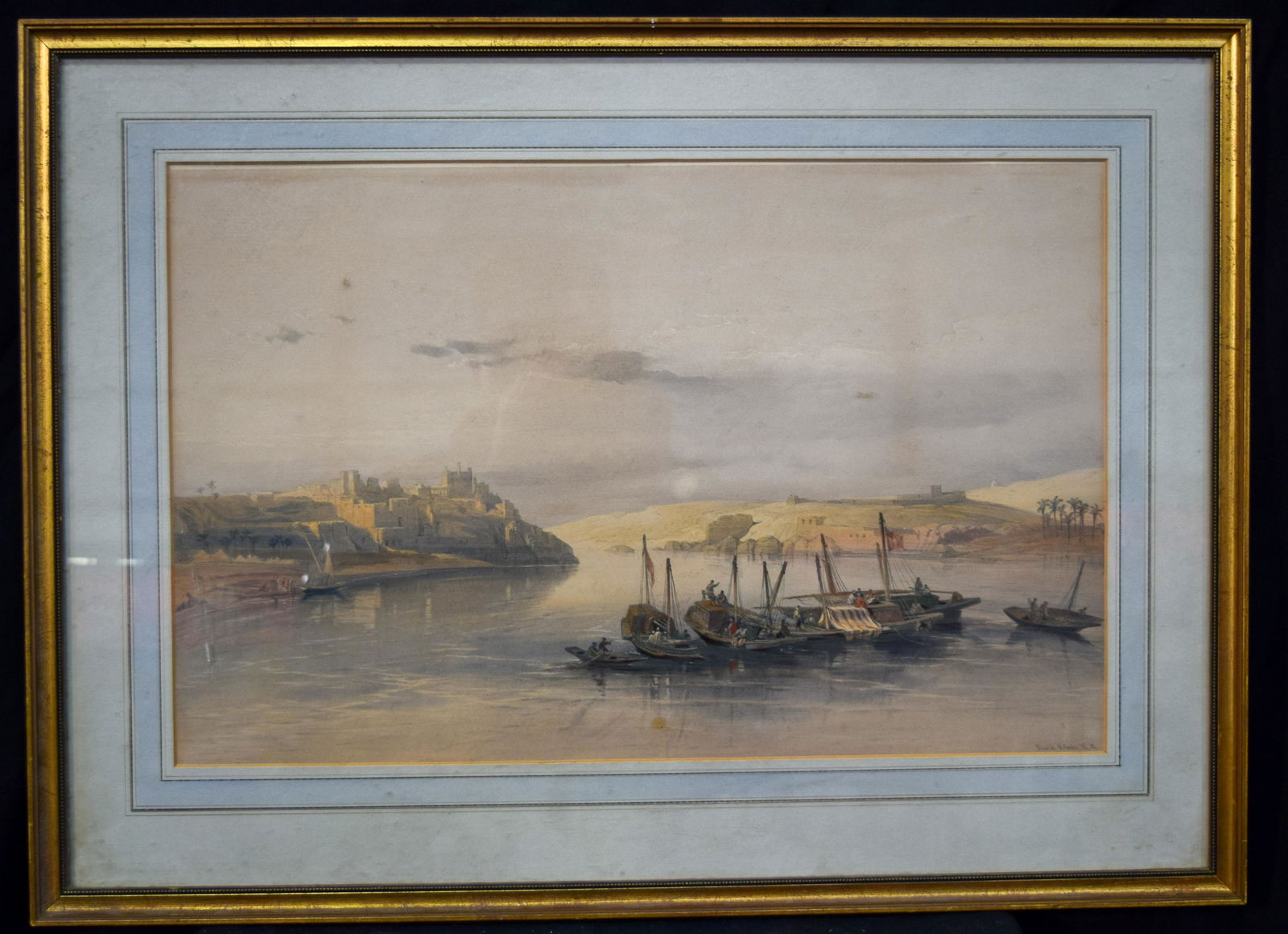 Framed Lithograph of a river scene in Africa by David R (1 of 2)