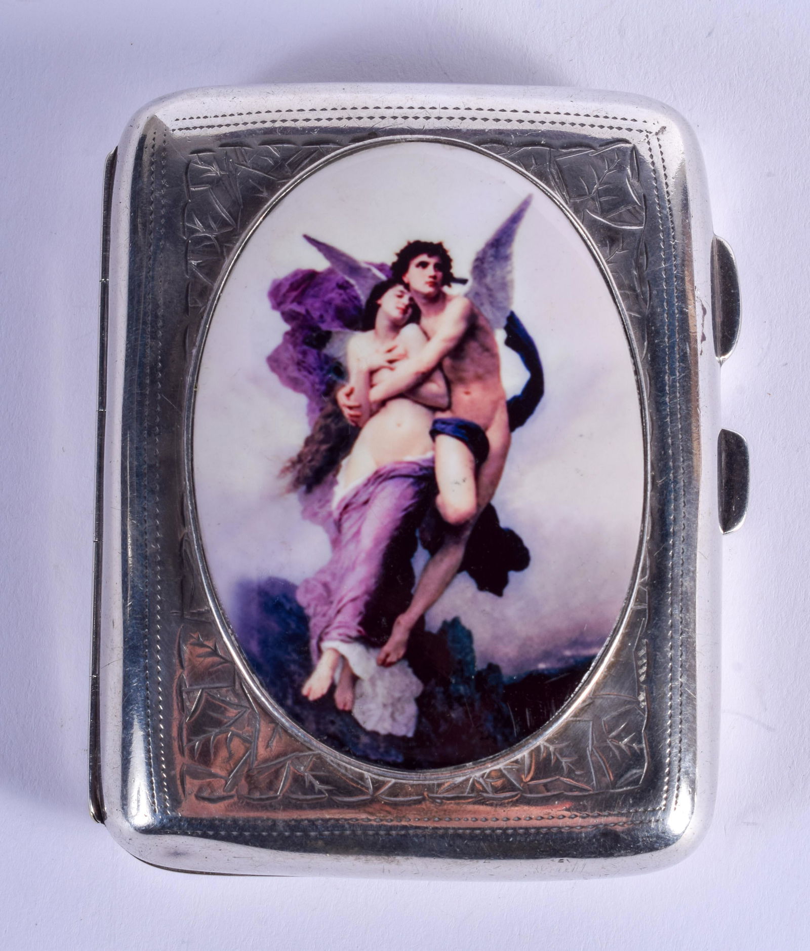 A SILVER AND ENAMEL CIGARETTE CASE. 122 grams. 8 cm x (1 of 4)