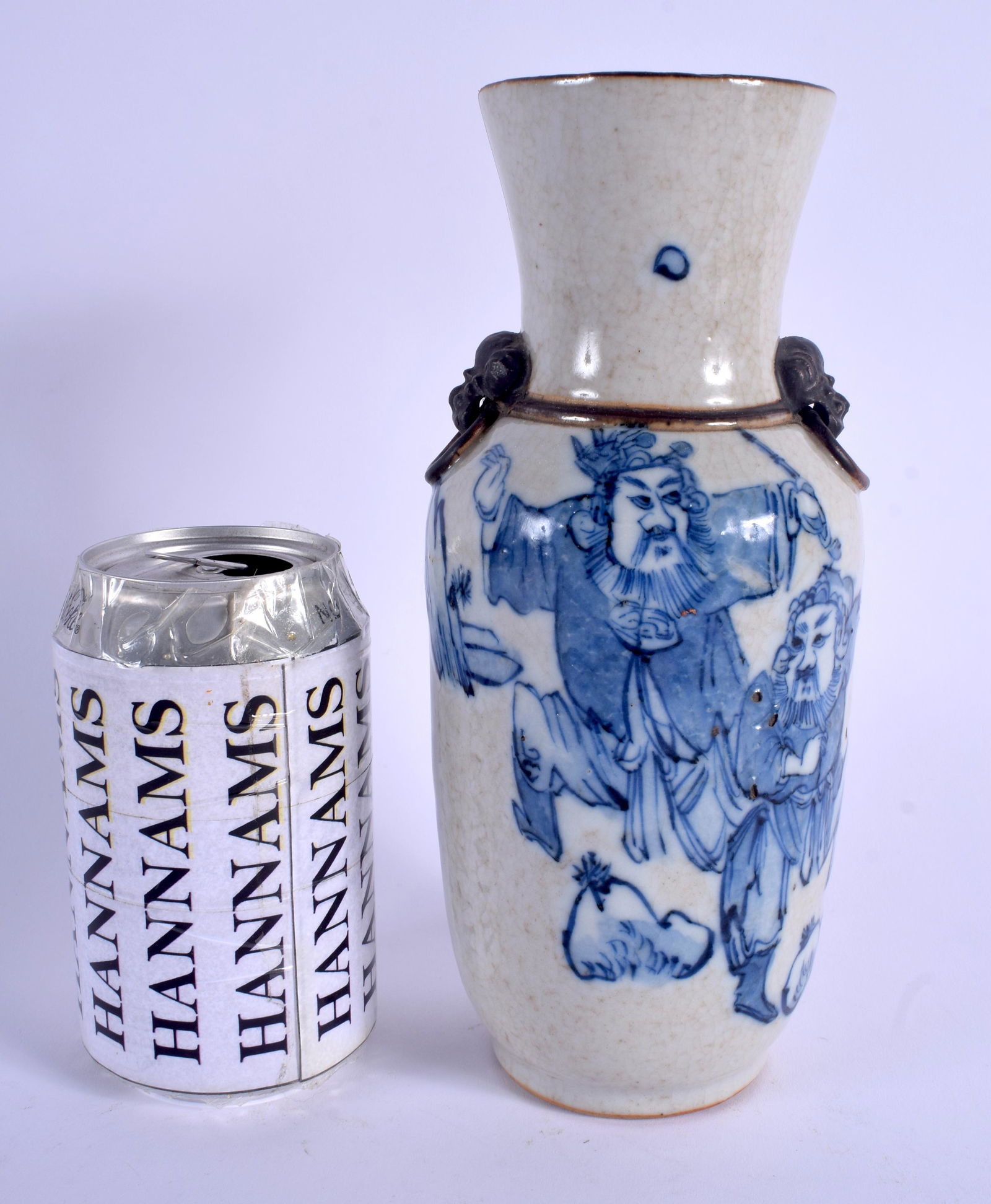 A 19TH CENTURY CHINESE BLUE AND WHITE CRACKLE GLAZED (1 of 4)