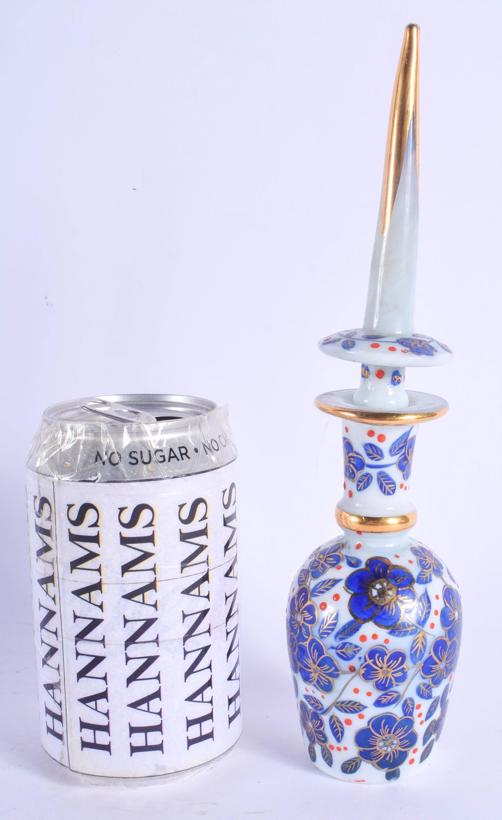 AN ANTIQUE BOHEMIAN BLUE OPALINE GLASS SCENT BOTTLE AND (1 of 5)