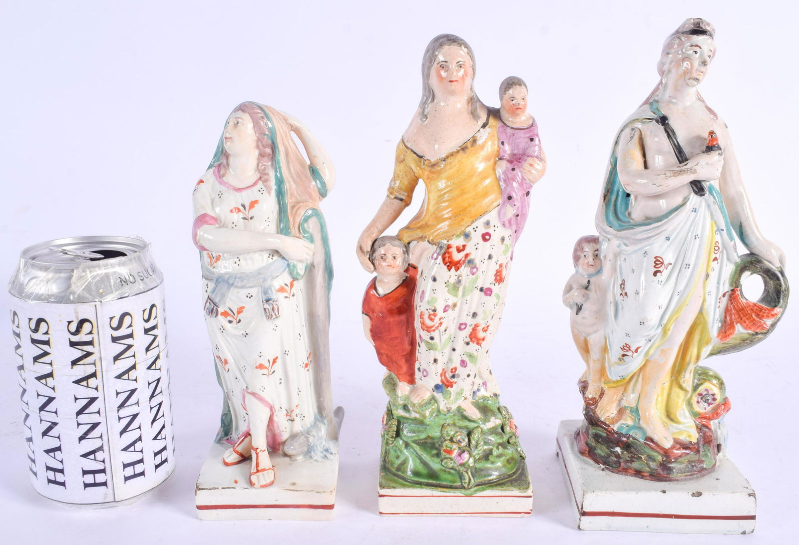 THREE LATE 18TH CENTURY STAFFORDSHIRE FIGURES modelled (1 of 4)