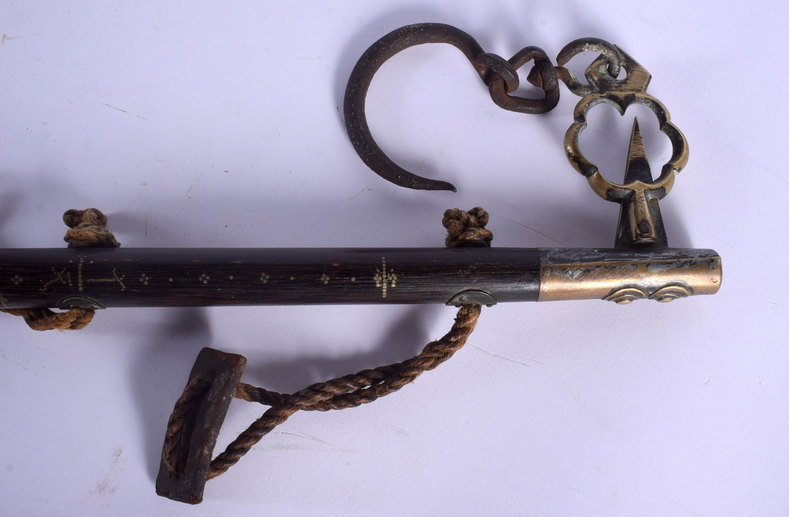 A SET OF 19TH CENTURY ORIENTAL OPIUM SCALES. 115 cm: A SET OF 19TH CENTURY ORIENTAL OPIUM SCALES. 115 cm long.