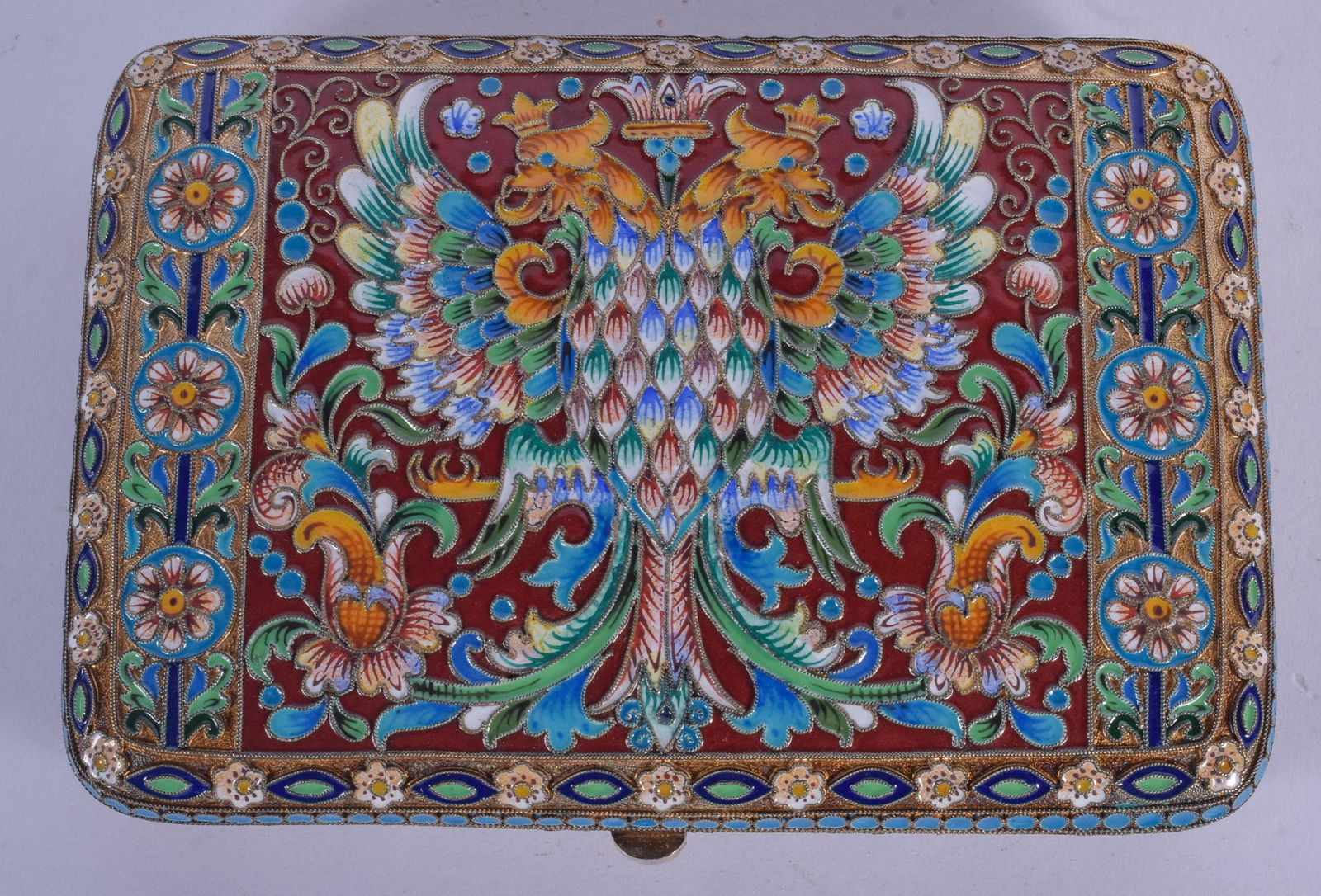 A CONTINENTAL SILVER AND ENAMEL CIGARETTE BOX. 340 (1 of 5)