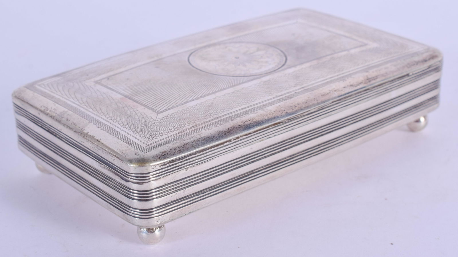 AN ANTIQUE RECTANGULAR SILVER BOX. 168 grams. 12.5 cm x (1 of 5)