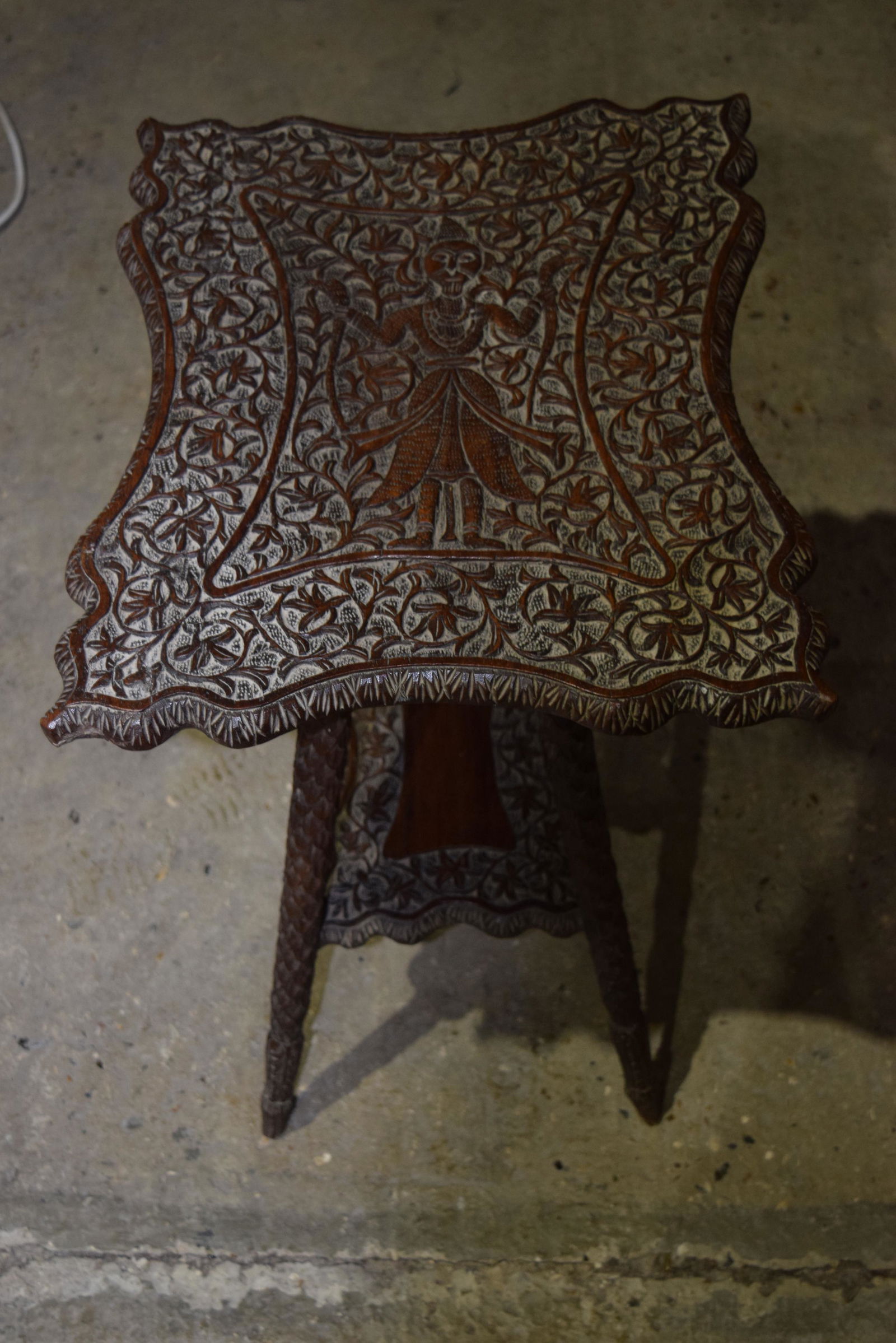 A small Anglo Indian carved wooden table 60 x 48 cm. (1 of 4)