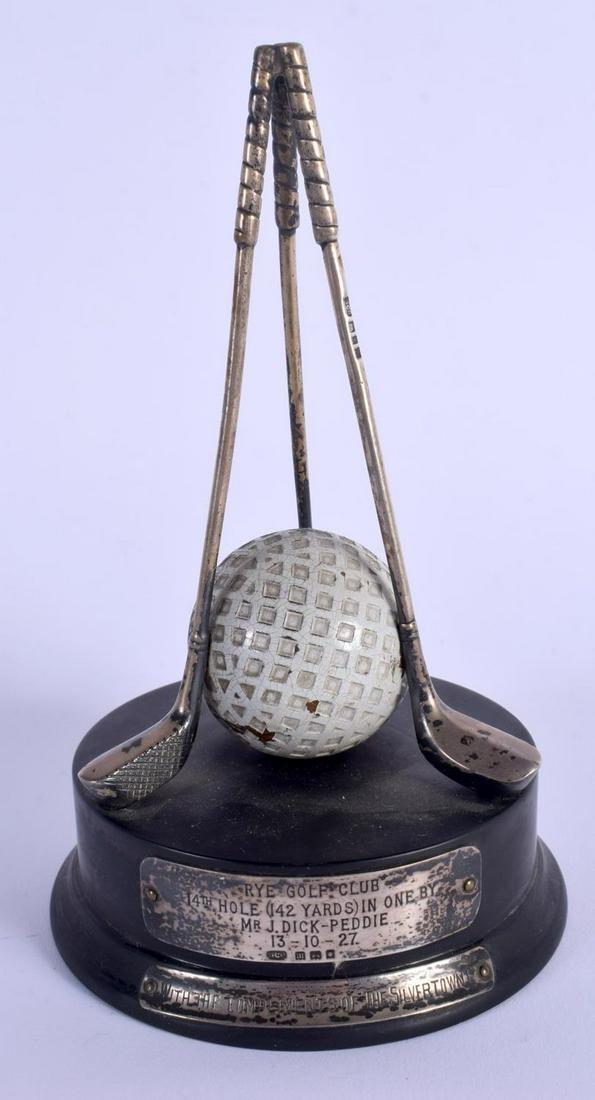 AN ART DECO SILVER GOLFING TROPHY. London 1927. 16 cm (1 of 3)