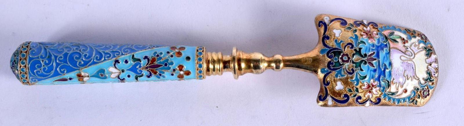 AN UNUSUAL CONTINENTAL SILVER AND ENAMEL SPOON possibly (1 of 3)
