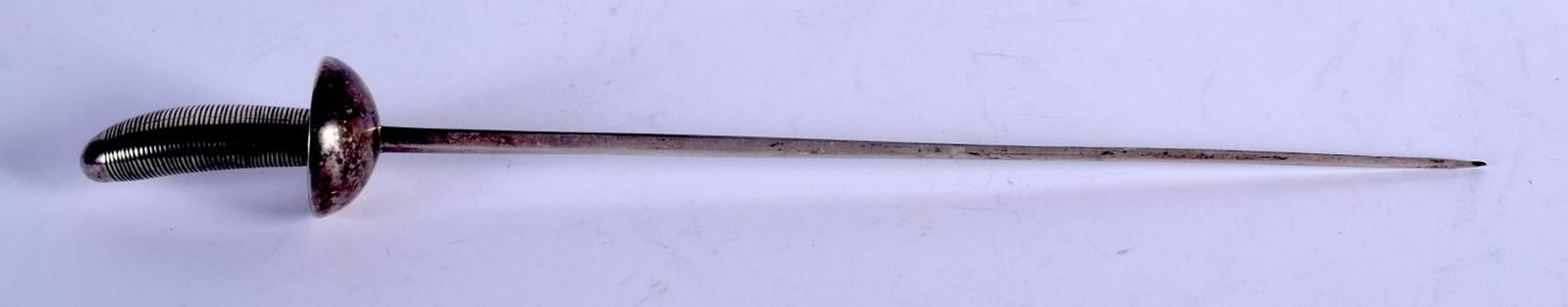 A VERY RARE EDWARDIAN SILVER EPEE LETTER OPENER. LONDON: A VERY RARE EDWARDIAN SILVER EPEE LETTER OPENER. LONDON 1908. 88 grams. 34 cm long.